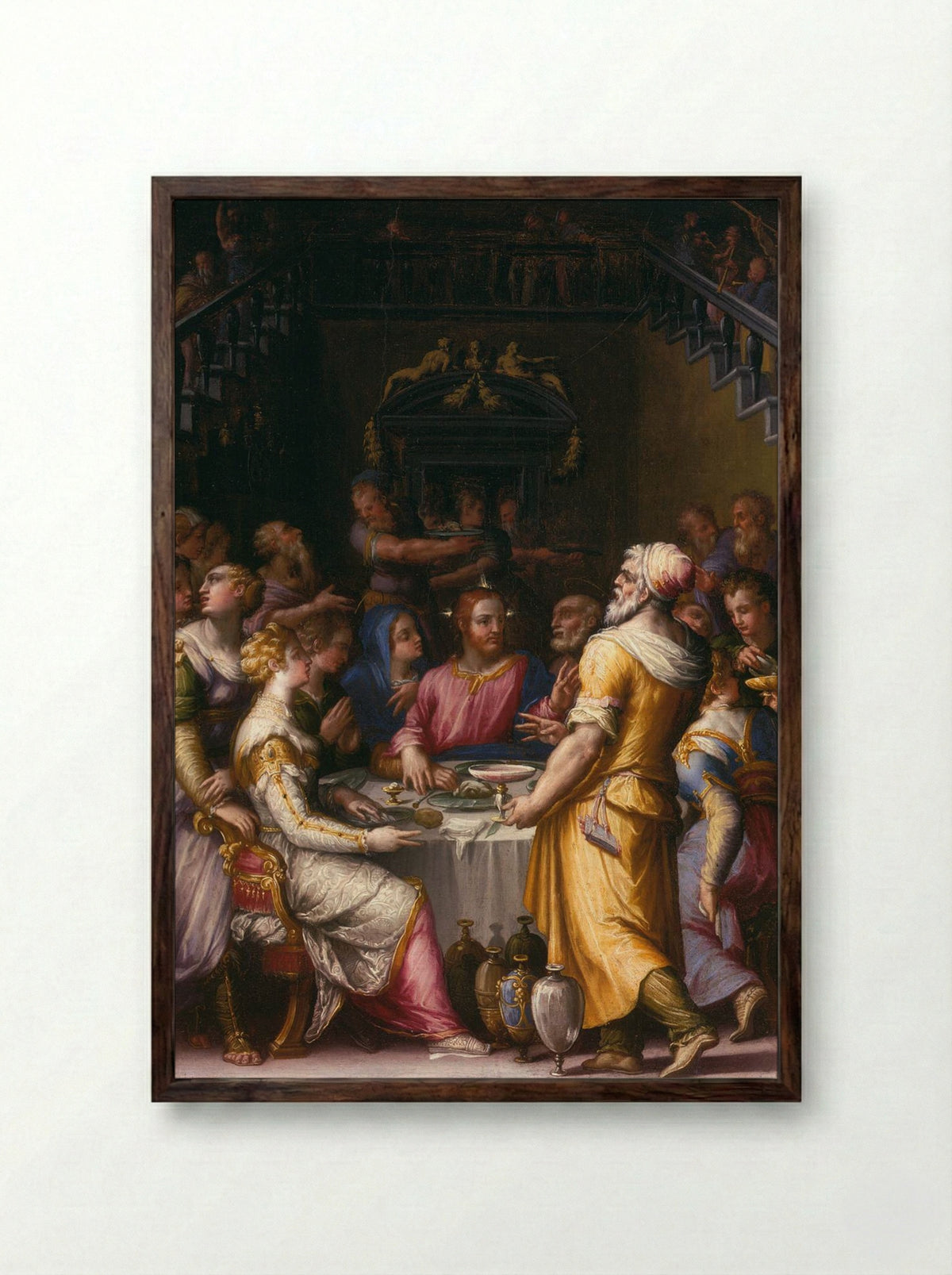 The Marriage at Cana - Giorgio Vasari - Framed Print Dark Wood