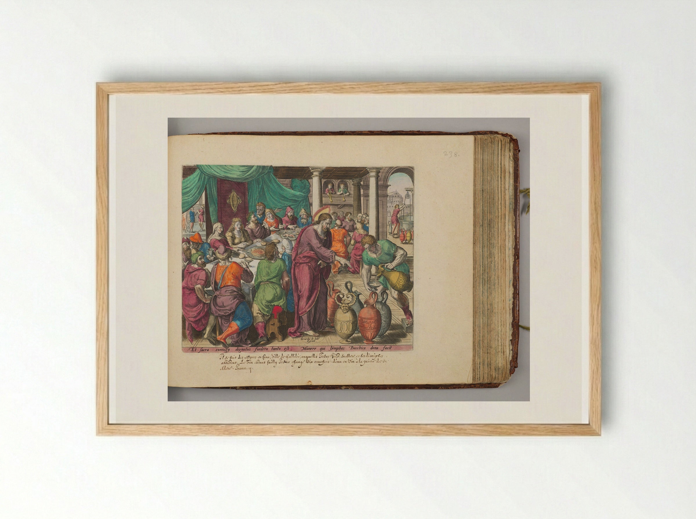 The Marriage at Cana - Johannes Wierix - Framed Print Wood
