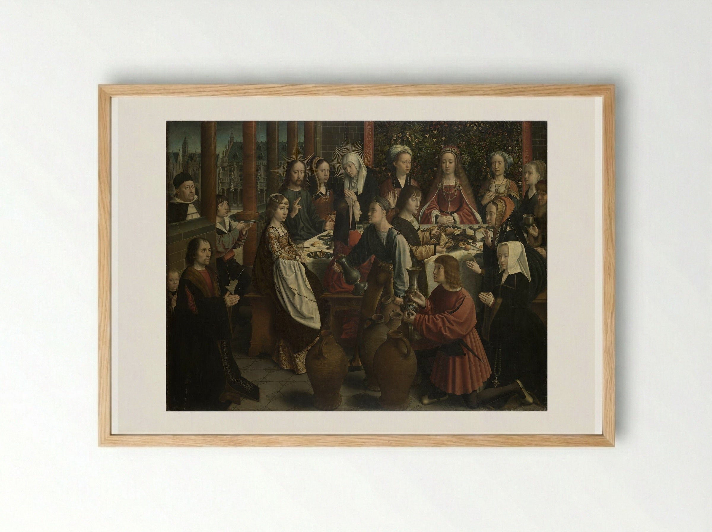 The Marriage at Cana - Gerard David - Framed Print Wood