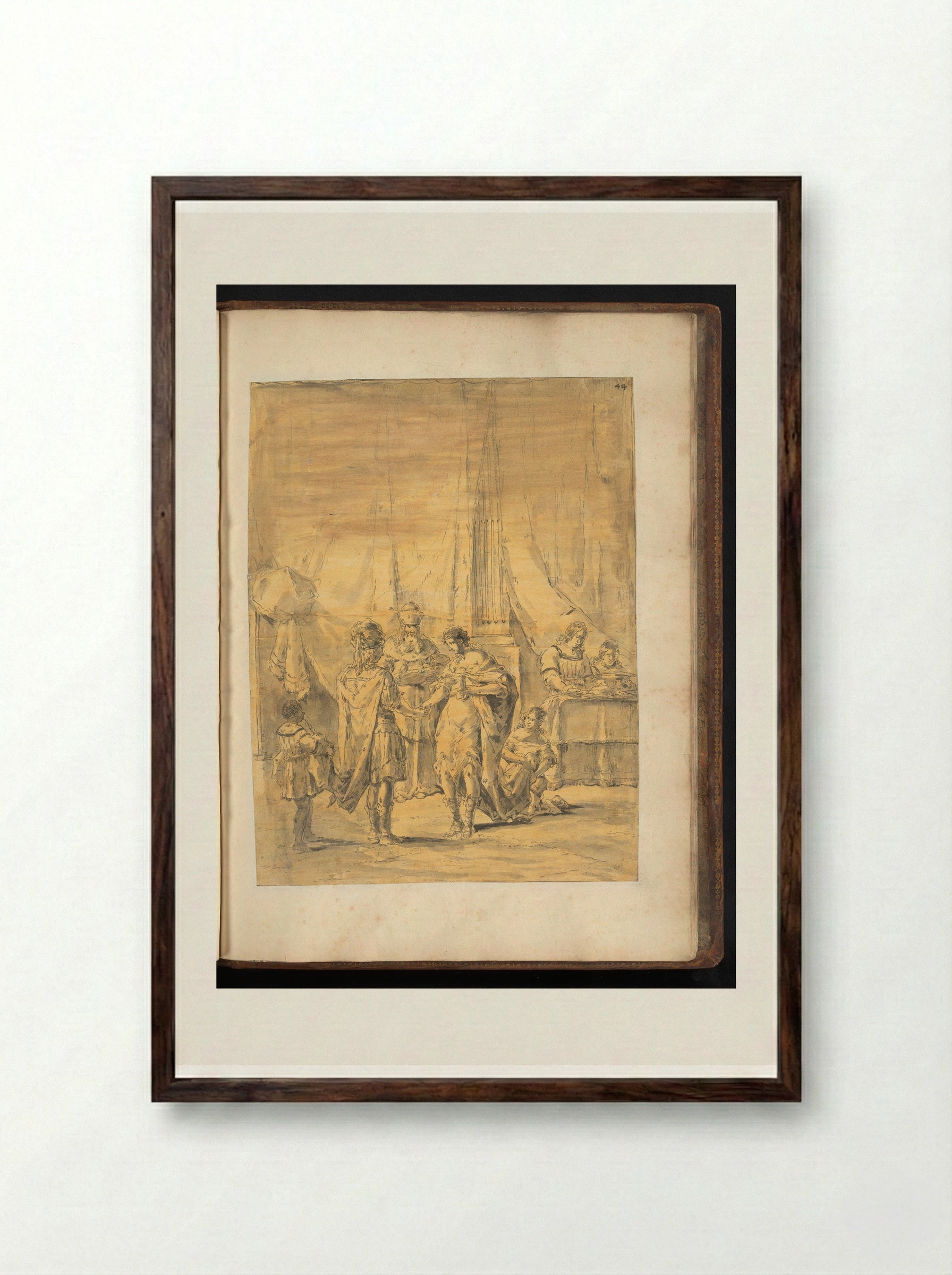 The Marriage of Alexander the Great and Stateira II at Susa - Leonaert Bramer - Framed Print Dark Wood
