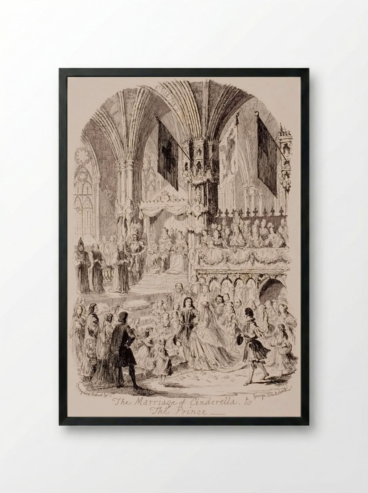 The Marriage of Cinderella - George Cruikshank - Framed Print Black