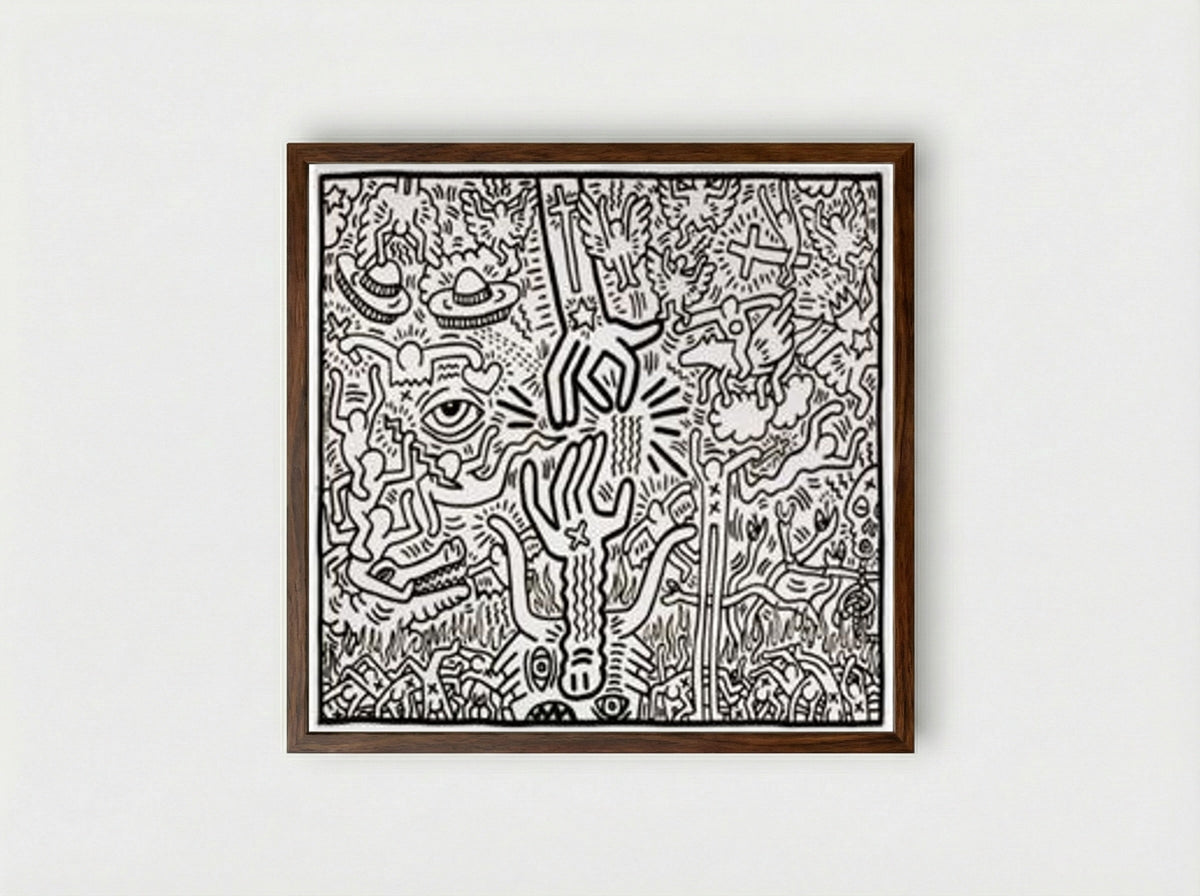The Marriage of Heaven and Hell - Keith Haring - Framed Print Dark Wood