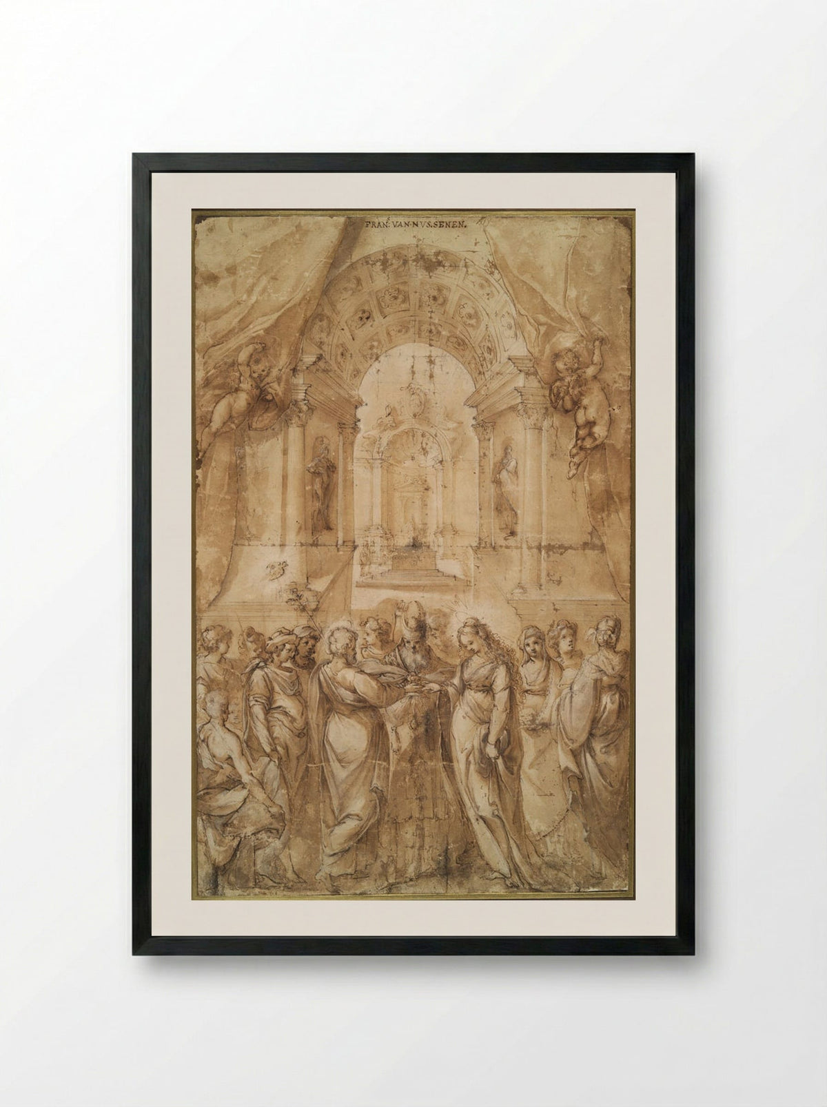 The Marriage of the Virgin - Francesco Vanni - Framed Print Black