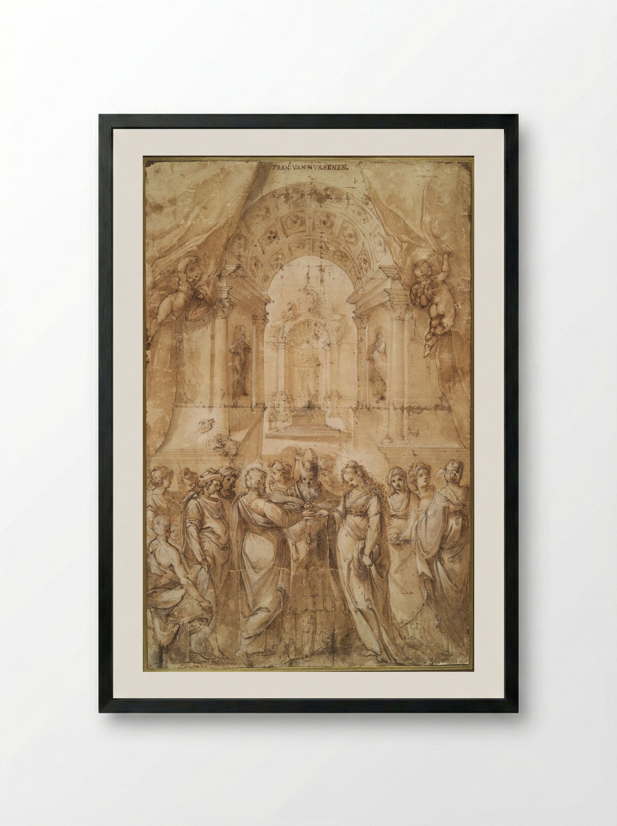 The Marriage of the Virgin - Francesco Vanni - Framed Print Black
