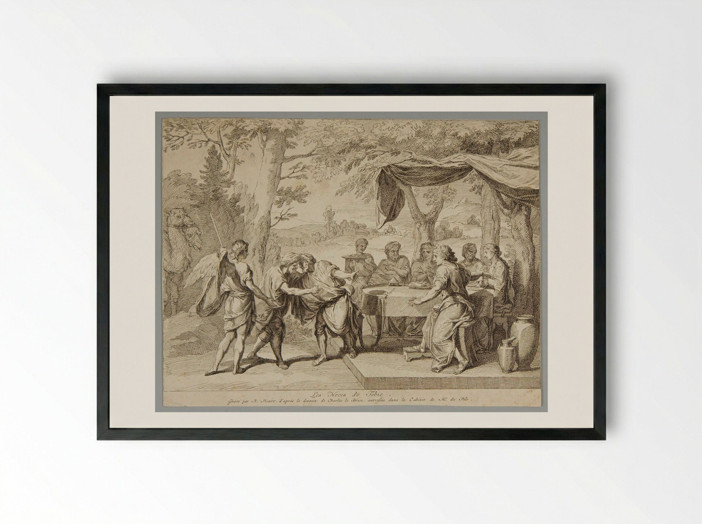 The Marriages of Tobie - Bernard Picart - Framed Print Black