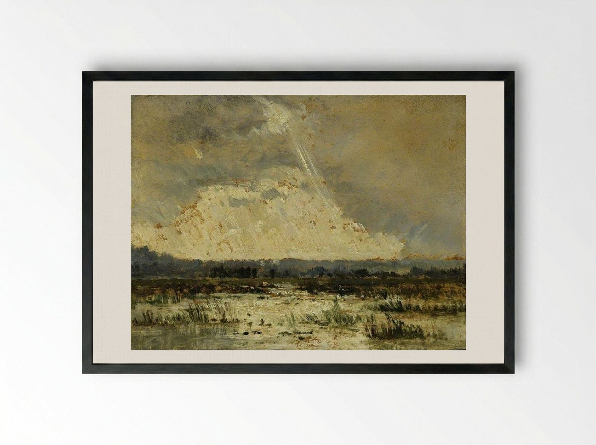 The Marsh in the Souterraine - Théodore Rousseau - Framed Print Black