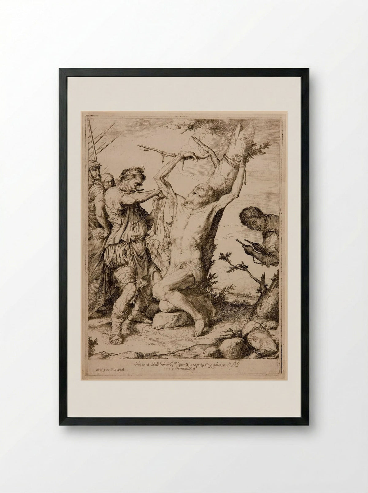 The Martyrdom of Saint Bartholomew - Jusepe de Ribera - Framed Print Black