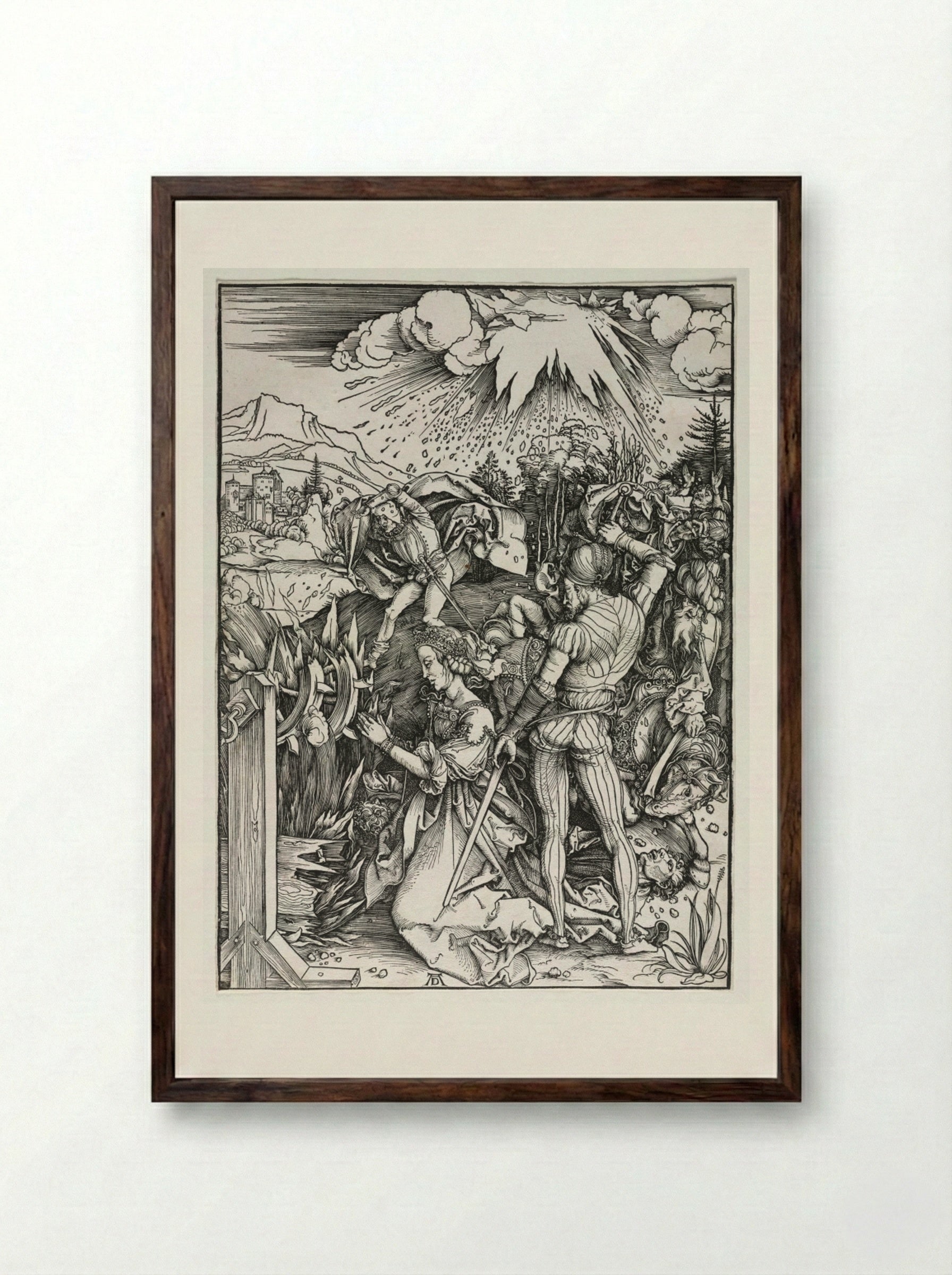 The Martyrdom of Saint Catherine of Alexandria - Albrecht Dürer - Framed Print Dark Wood