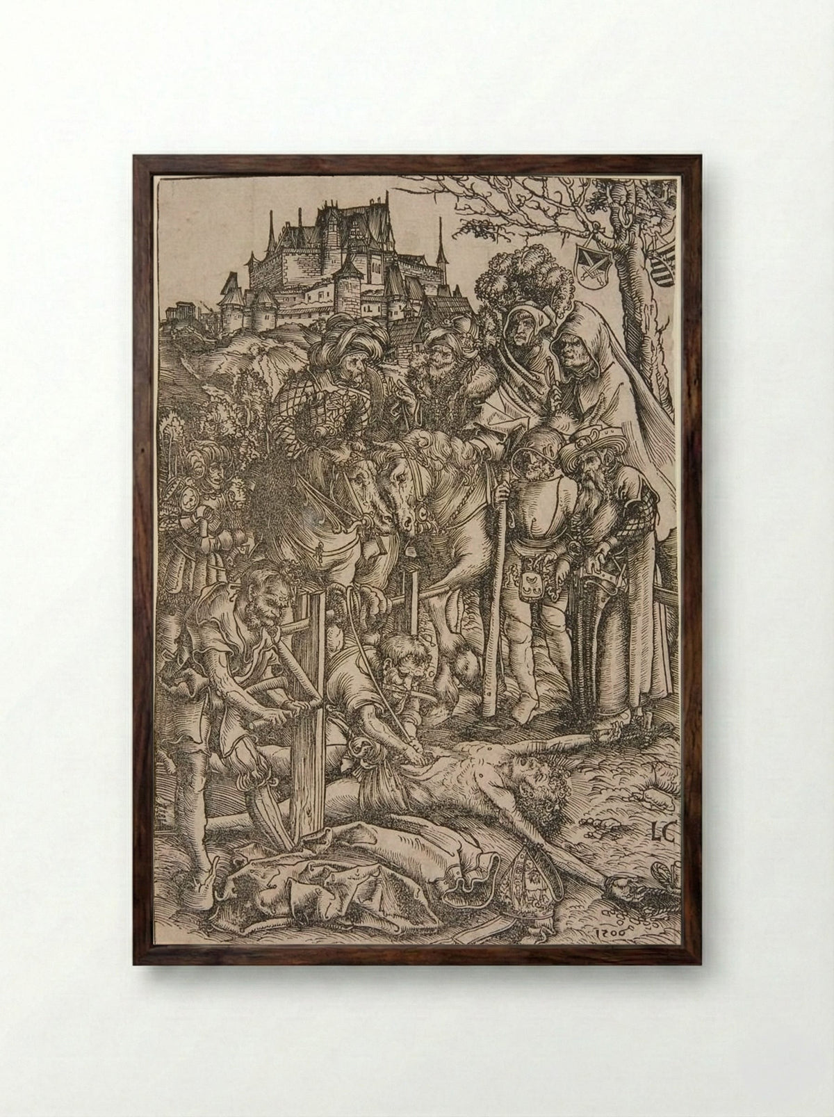 The Martyrdom of Saint Erasmus - Lucas Cranach the Elder - Framed Print Dark Wood