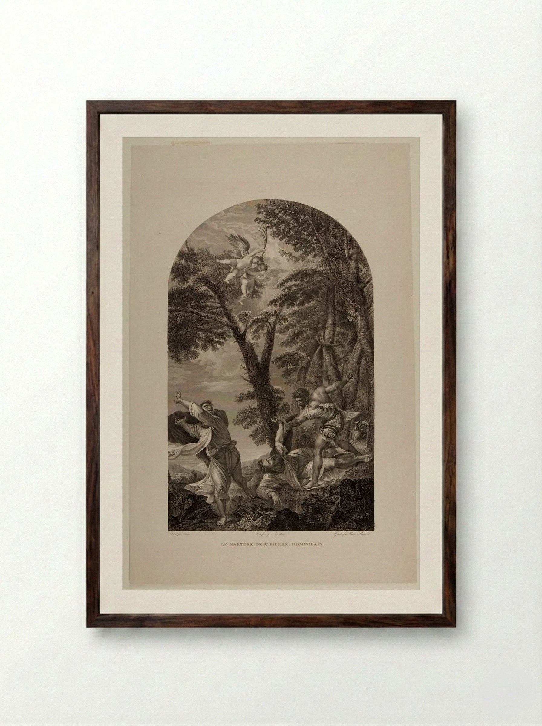 The Martyrdom of Saint Peter of Verona - Pierre Louis Henri Laurent - Framed Print Dark Wood