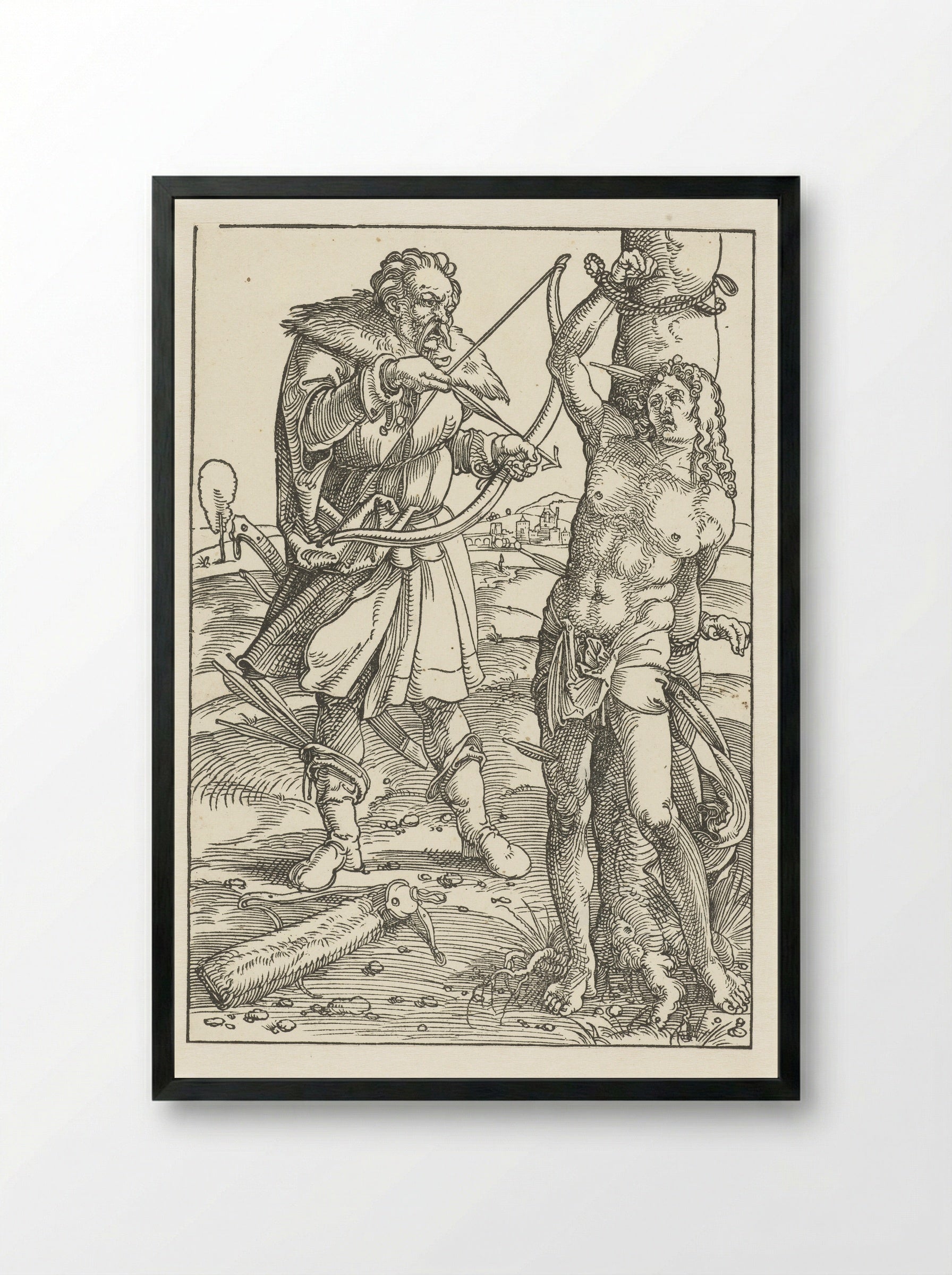 The Martyrdom of Saint Sebastian - Hans Baldung Grien - Framed Print Black