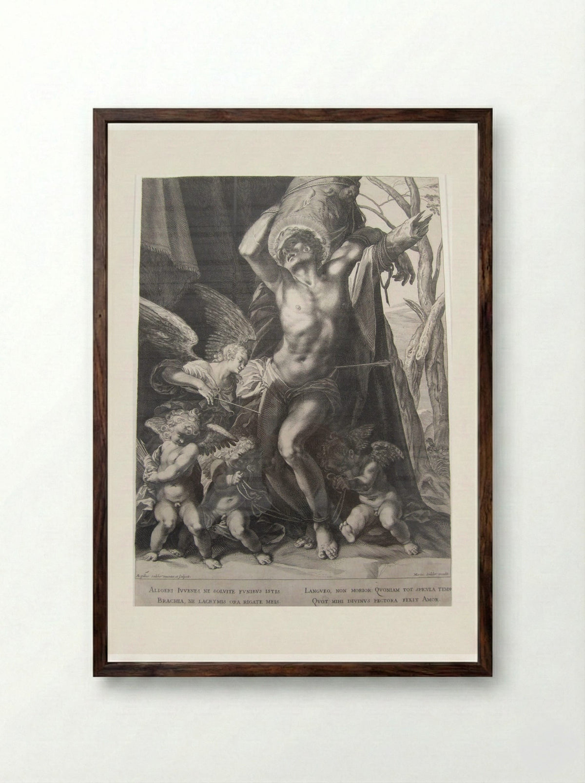 The Martyrdom of Saint Sebastian - Aegidius Sadeler II - Framed Print Dark Wood