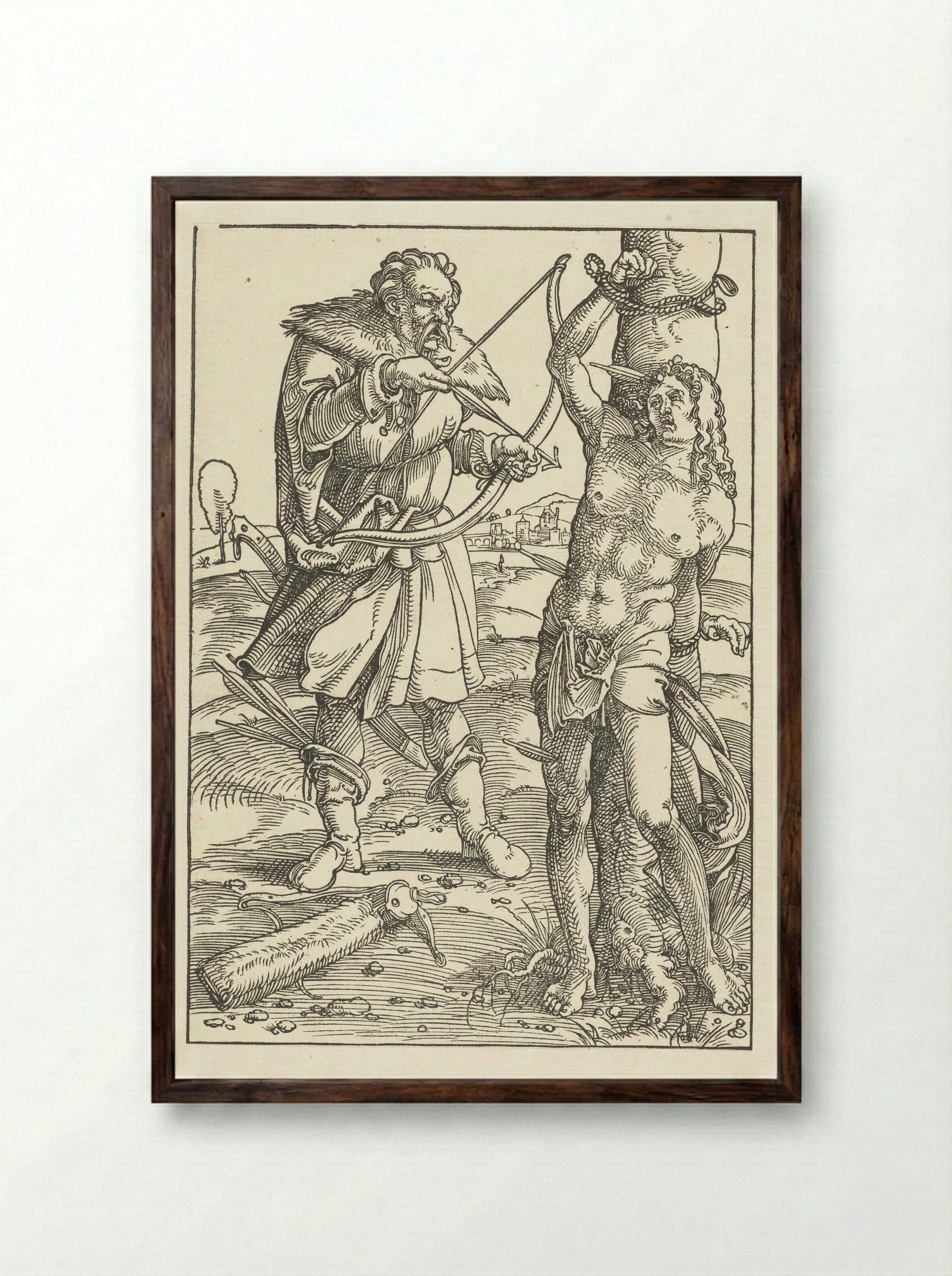 The Martyrdom of Saint Sebastian - Hans Baldung Grien - Framed Print Dark Wood