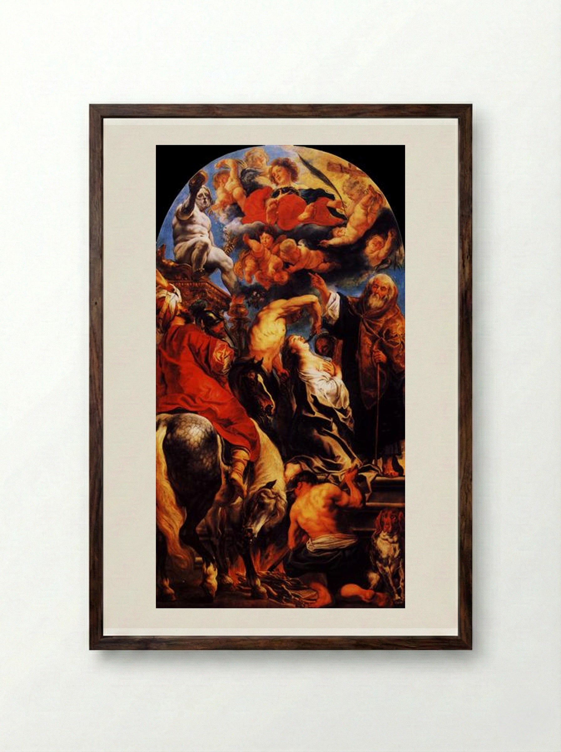 The Martyrdom of St. Apollonia - Jacob Jordaens - Framed Print Dark Wood