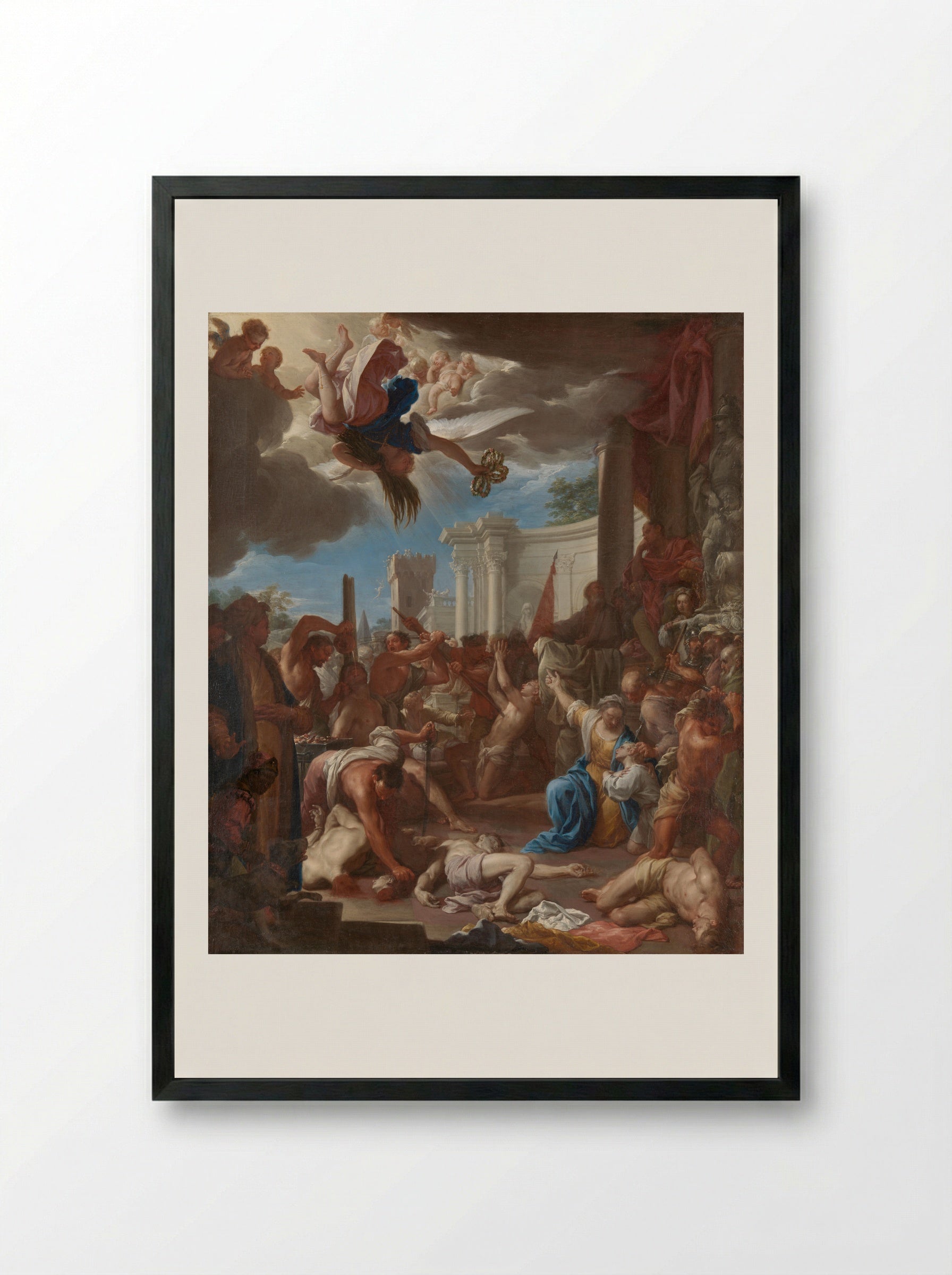 The Martyrdom of the Seven Sons of Saint Felicitas - Francesco Trevisani - Framed Print Black
