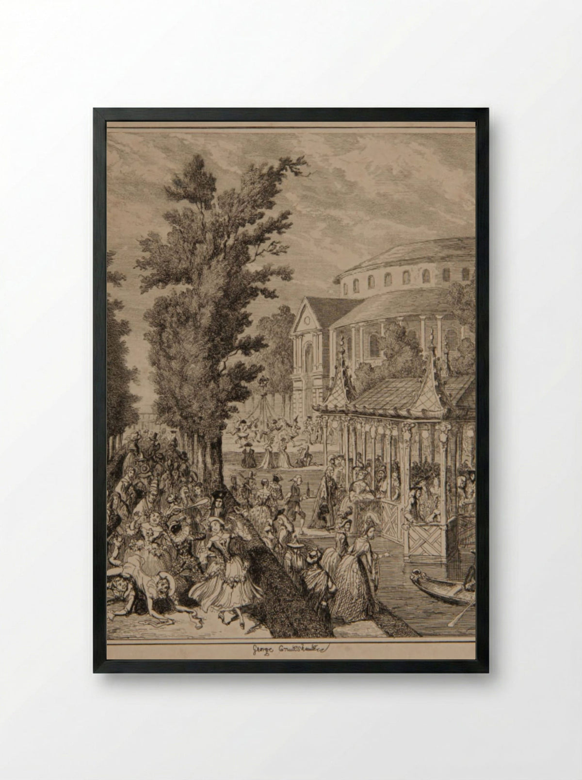The Masquerade in Ranelagh Gardens - George Cruikshank - Framed Print Black