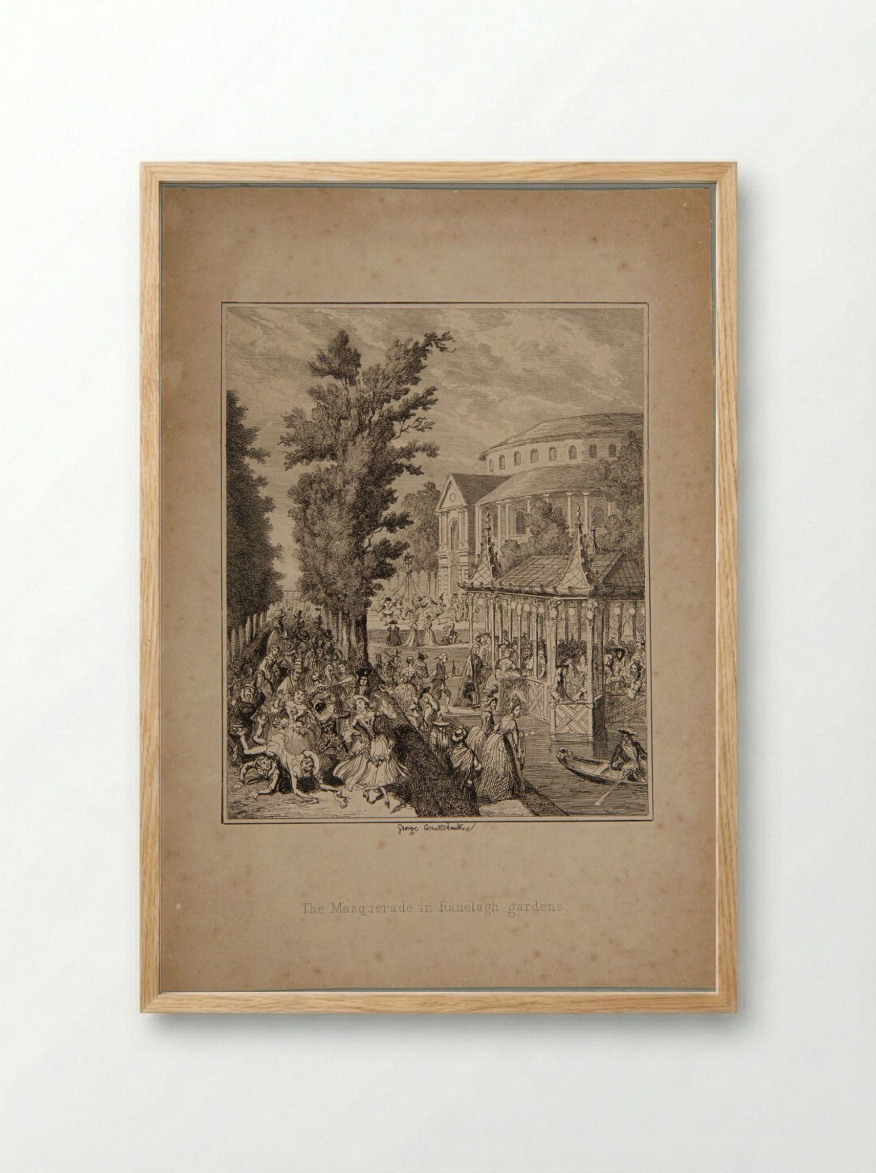 The Masquerade in Ranelagh Gardens - George Cruikshank - Framed Print Wood