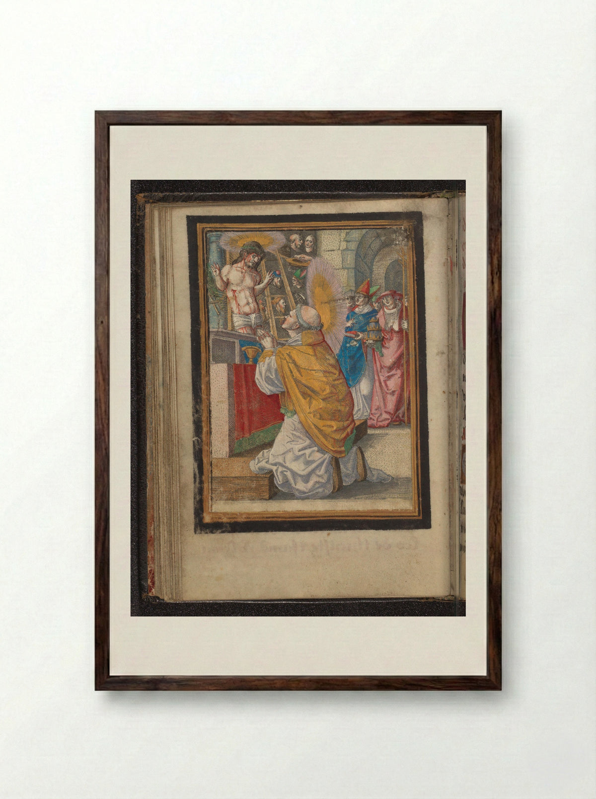 The Mass of Saint Gregory - Frans Crabbe van Espleghem - Framed Print Dark Wood