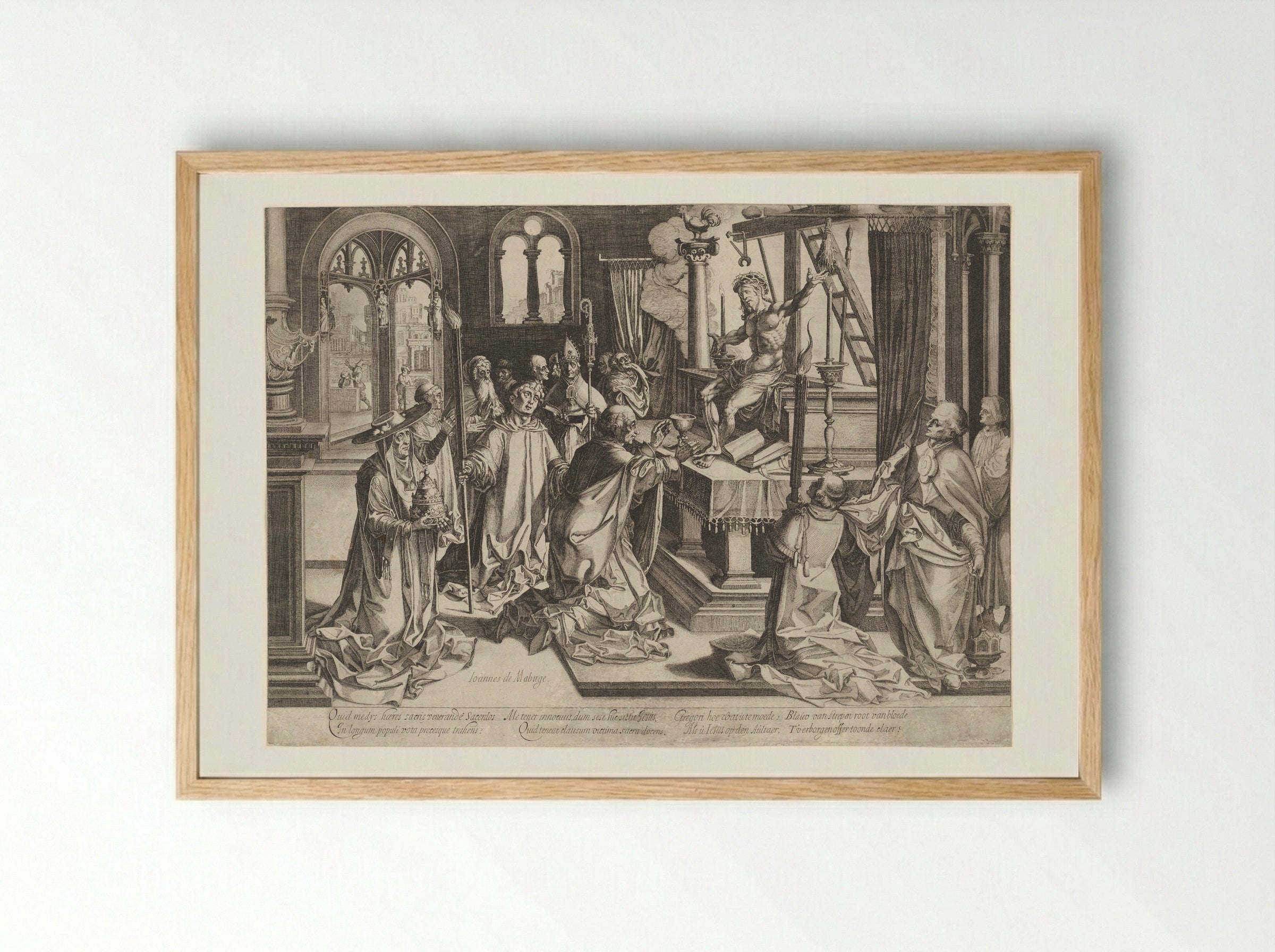 The Mass of Saint Gregory - Simon Frisius - Framed Print Wood