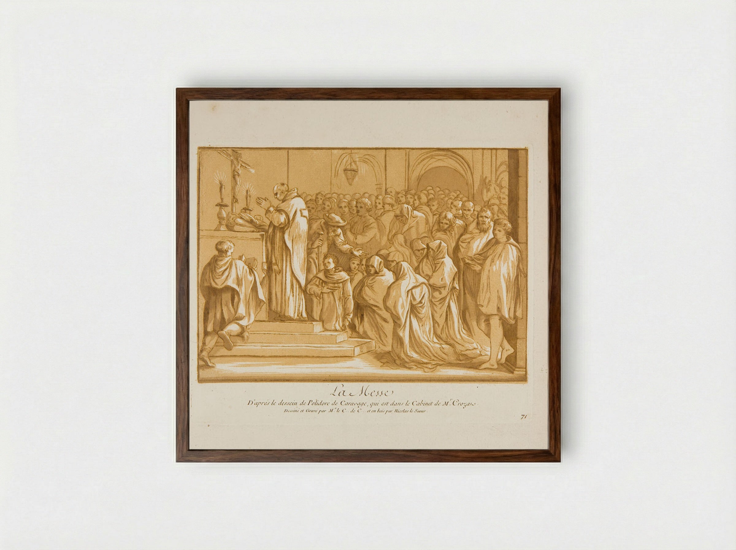 The Mass - Anne Claude de Thubières, comte de Caylus - Framed Print Dark Wood