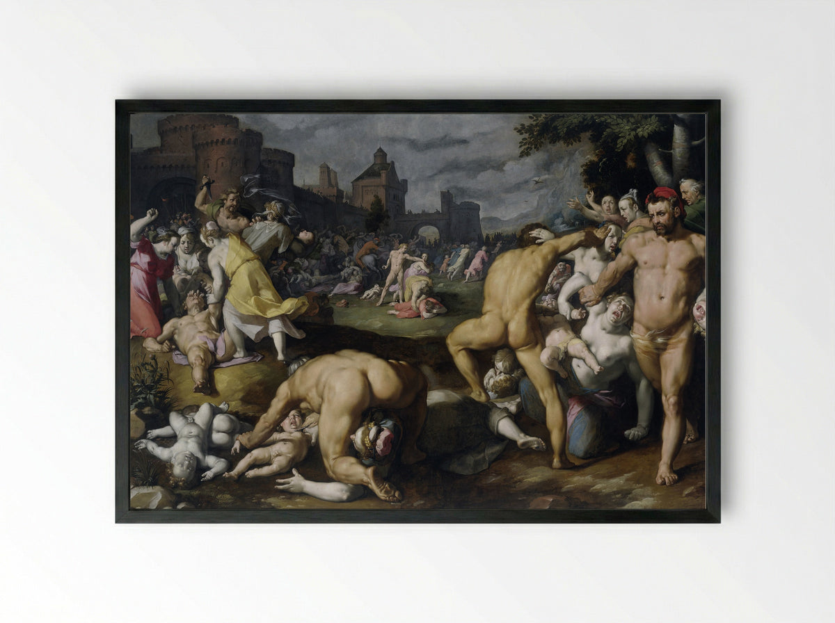 The Massacre of the Innocents - Cornelis Cornelisz. van Haarlem - Framed Print Black