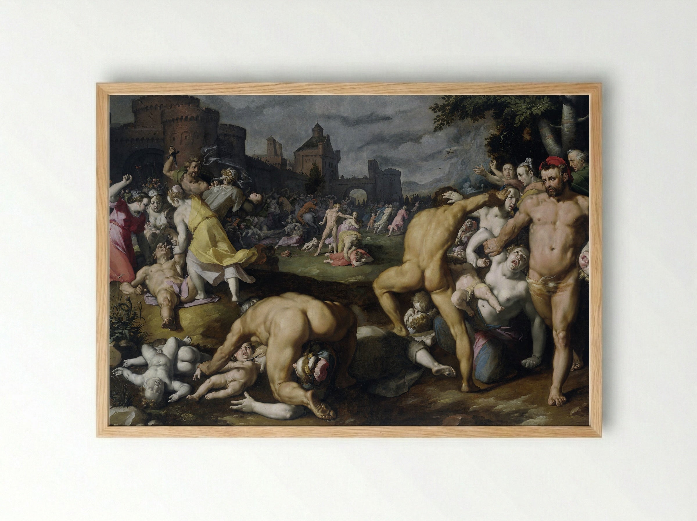 The Massacre of the Innocents - Cornelis Cornelisz. van Haarlem - Framed Print Wood