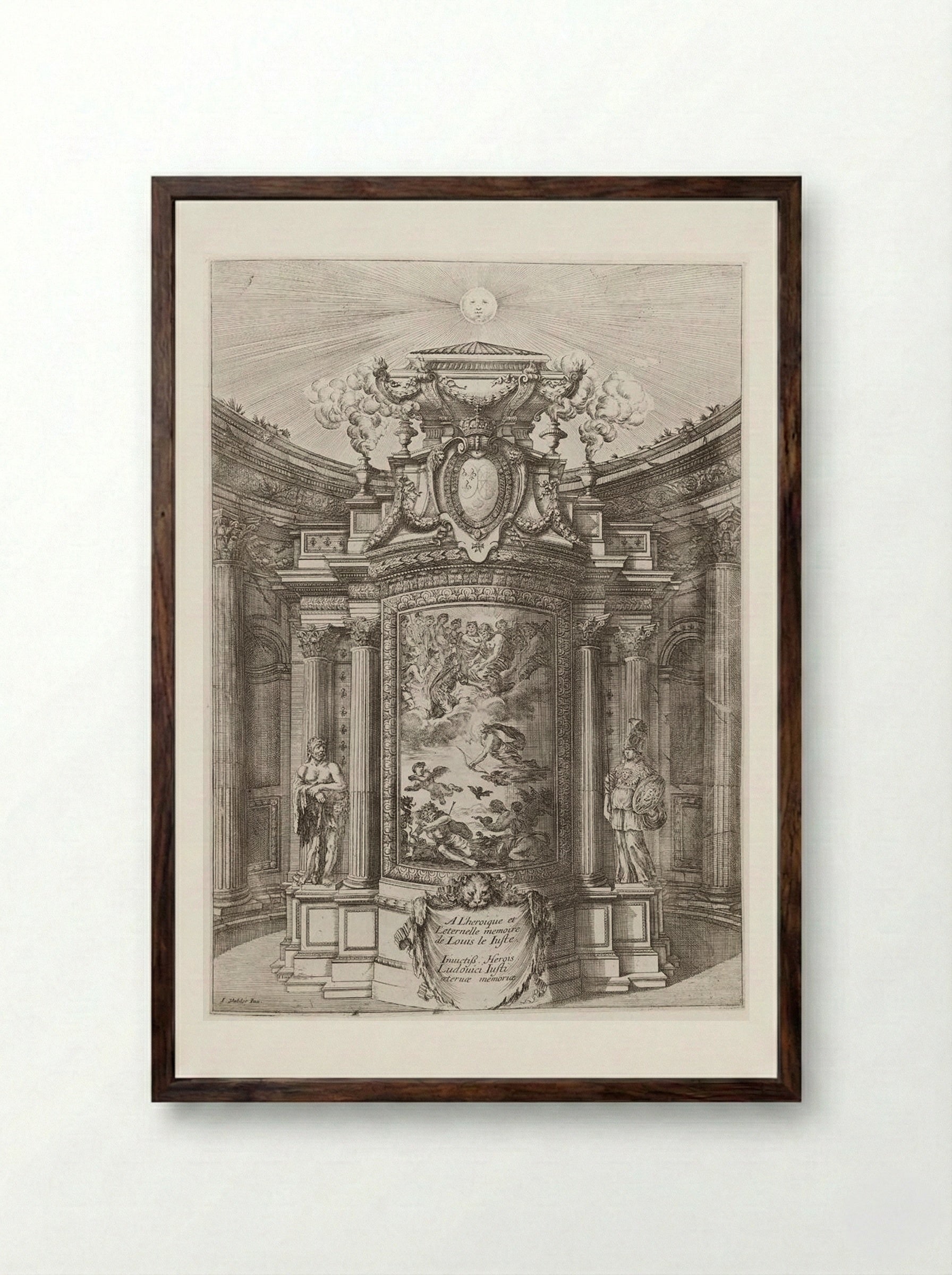 The Mausoleum of Louis XIII - Stefano Della Bella - Framed Print Dark Wood