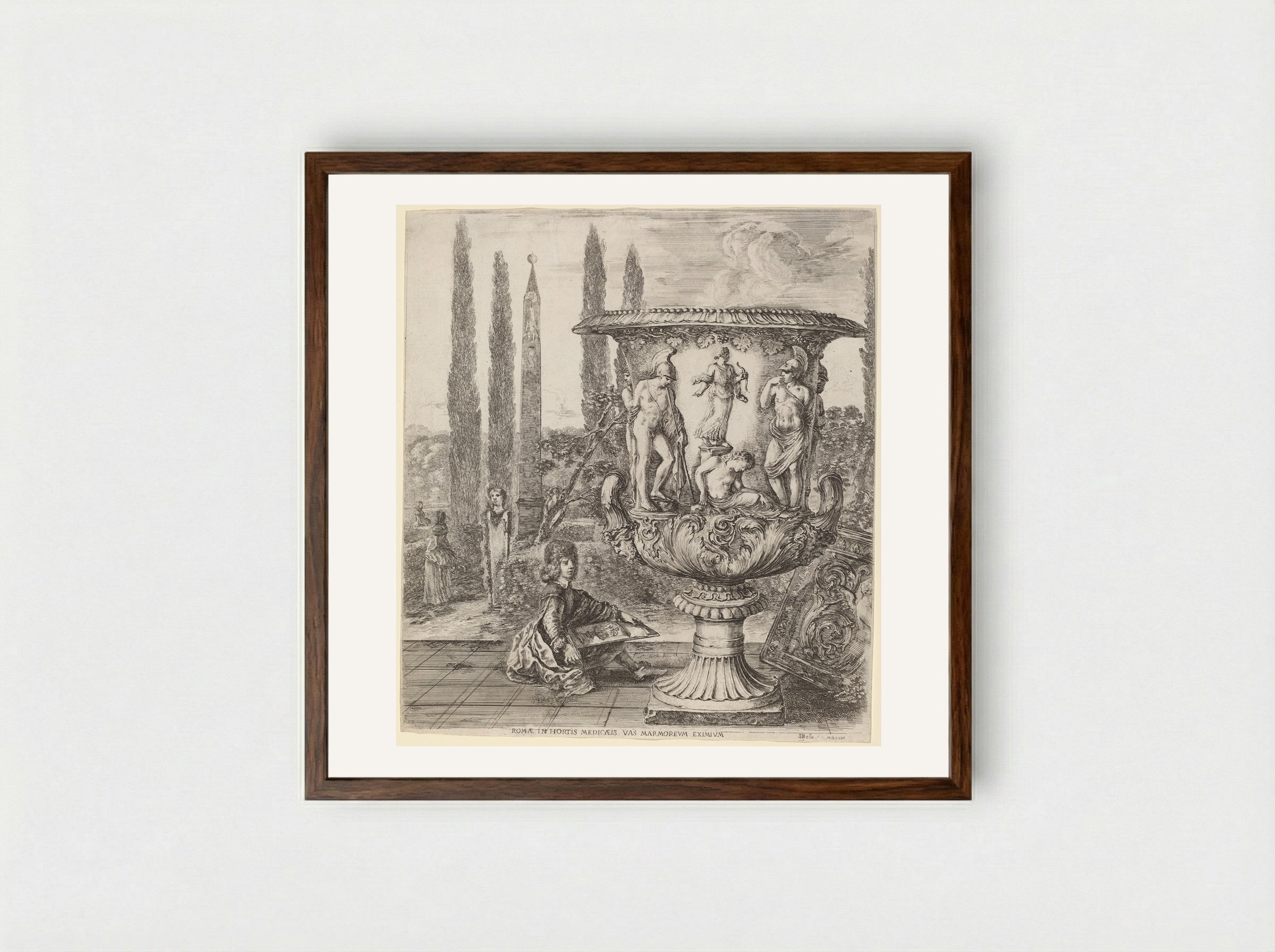 The Medici Vase - Stefano Della Bella - Framed Print Dark Wood