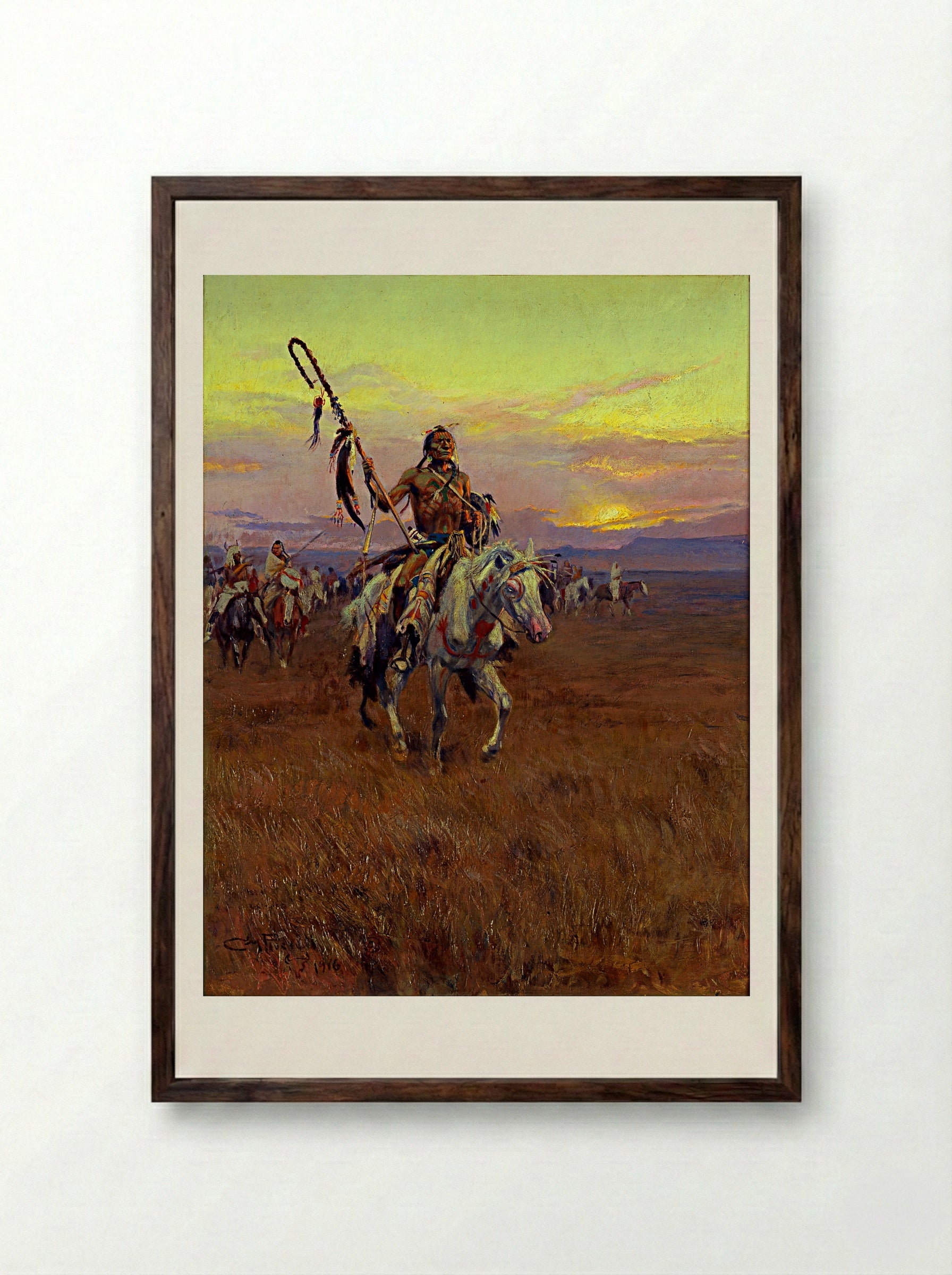 The Medicine Man - Charles M. Russell - Framed Print Dark Wood