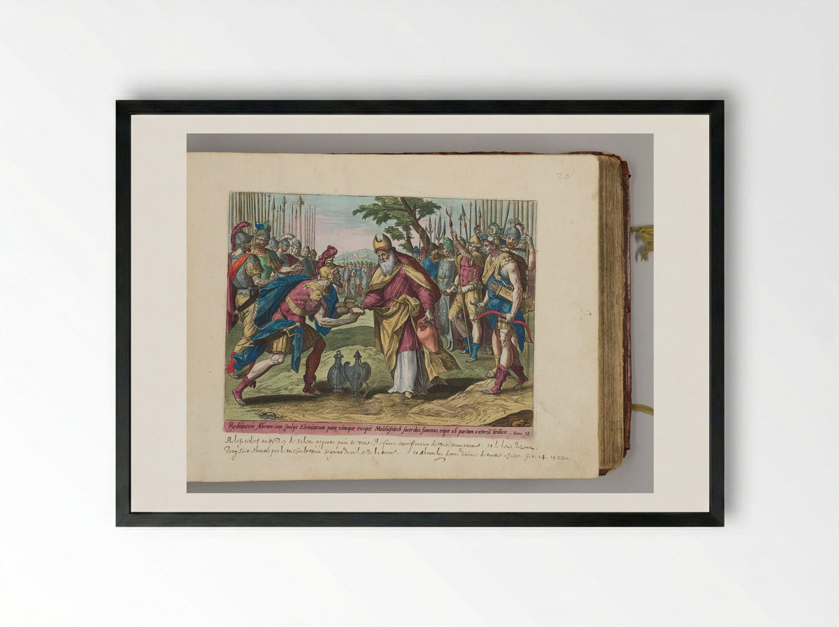 The Meeting of Abraham and Melchizedek - Adriaen Collaert - Framed Print Black