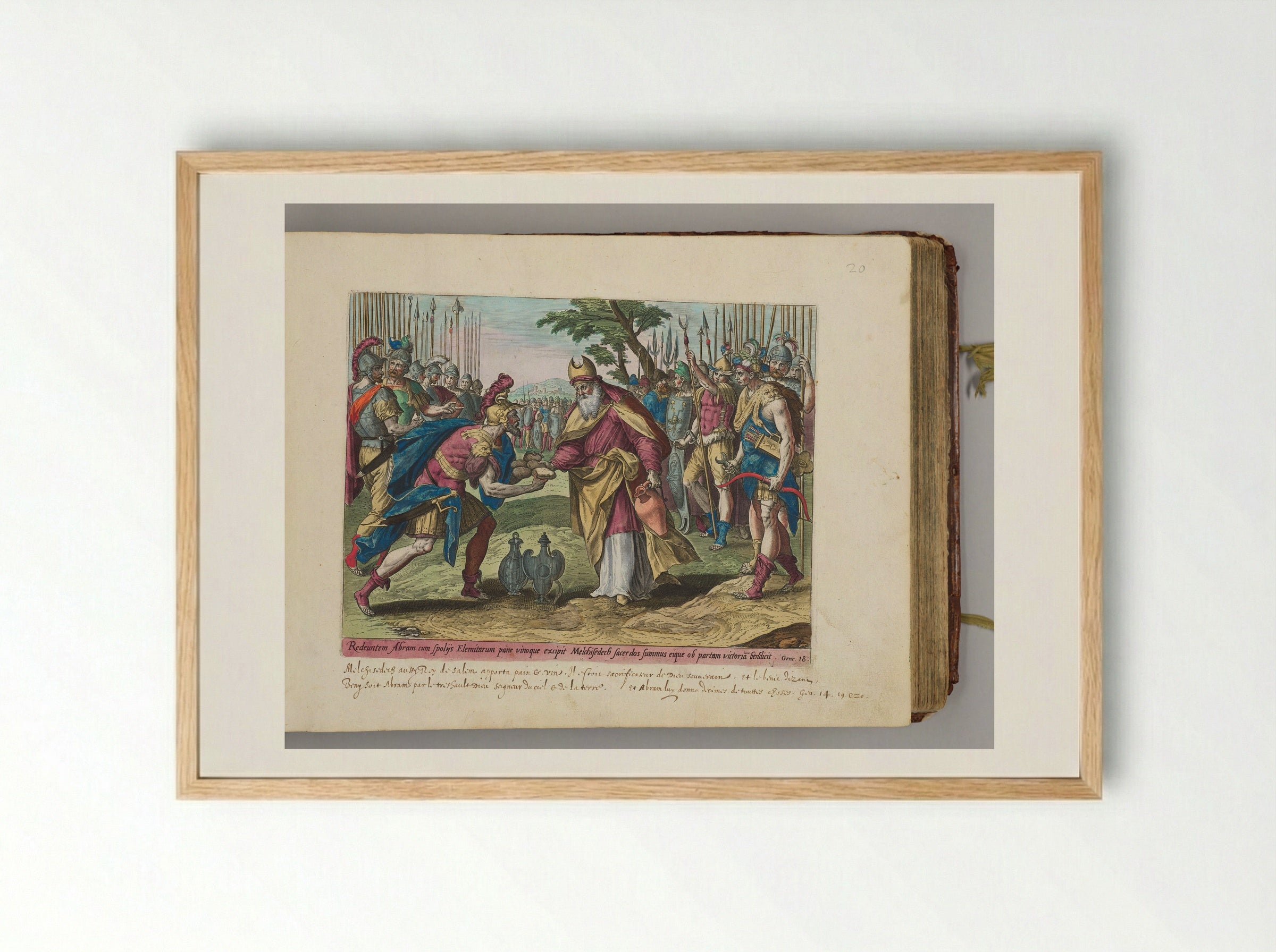 The Meeting of Abraham and Melchizedek - Adriaen Collaert - Framed Print Wood