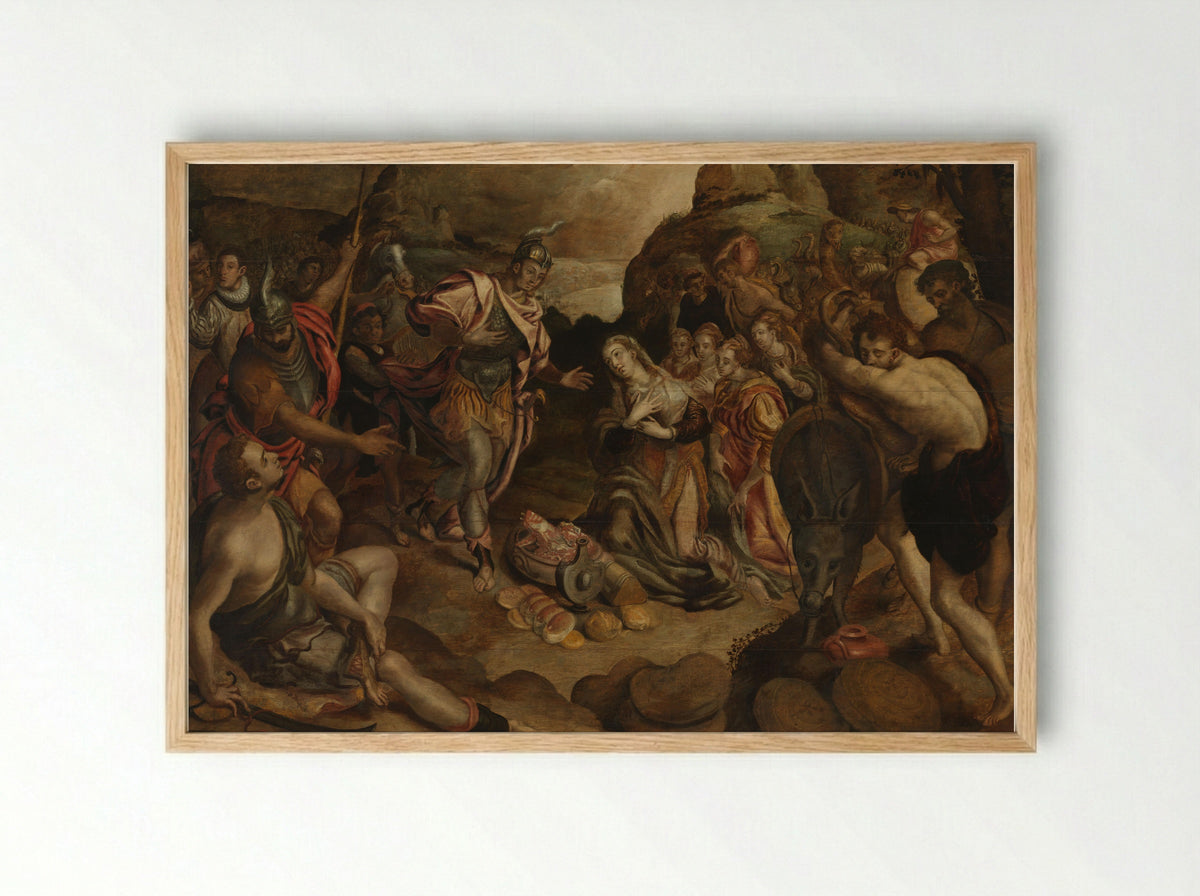 The Meeting of David and Abigail - Christiaen Jansz. van Bieselingen - Framed Print Wood