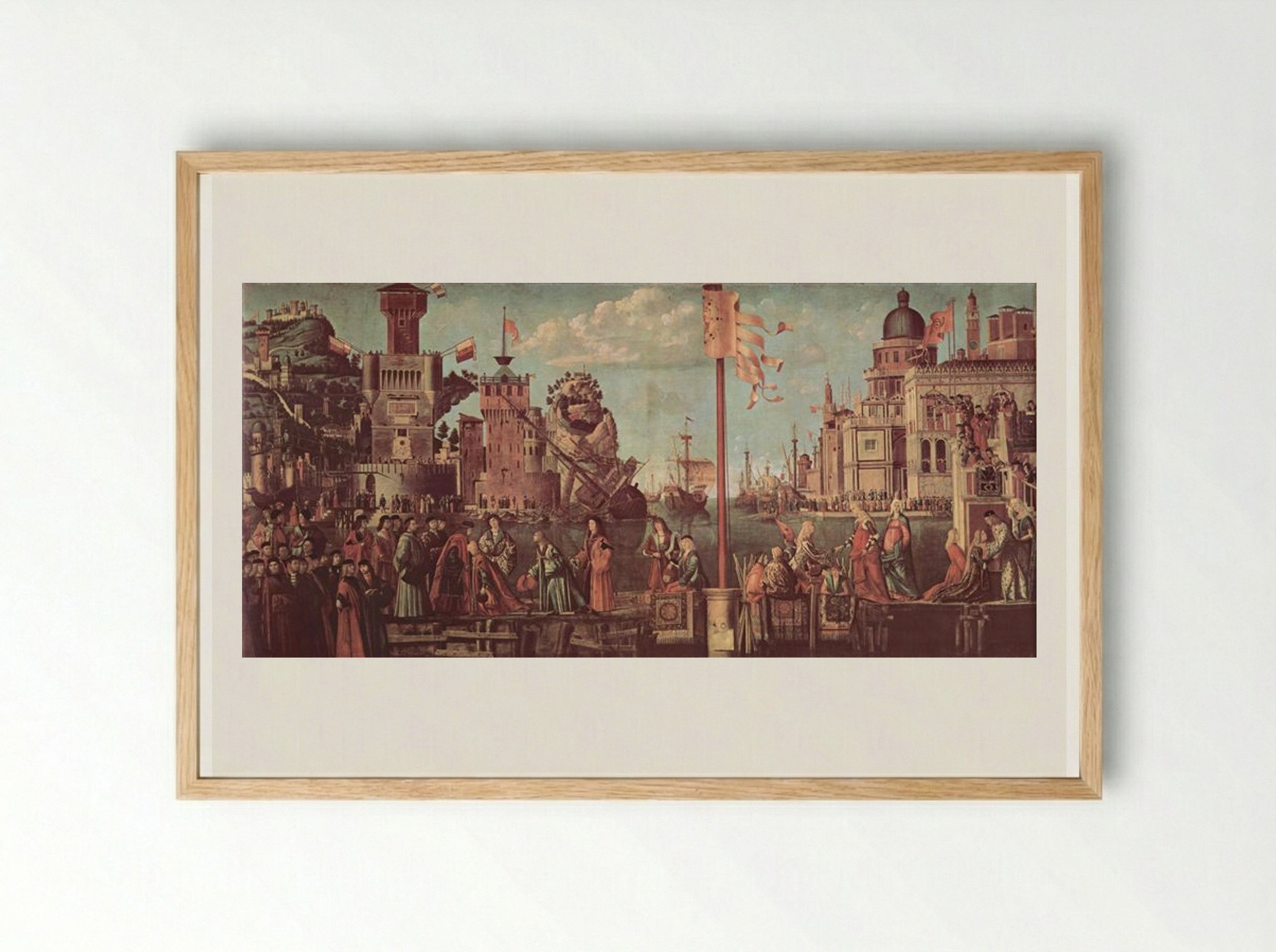 The Meeting of Etherius and Ursula and the Departure of the Pilgrims - Vittore Carpaccio - Framed Print Wood
