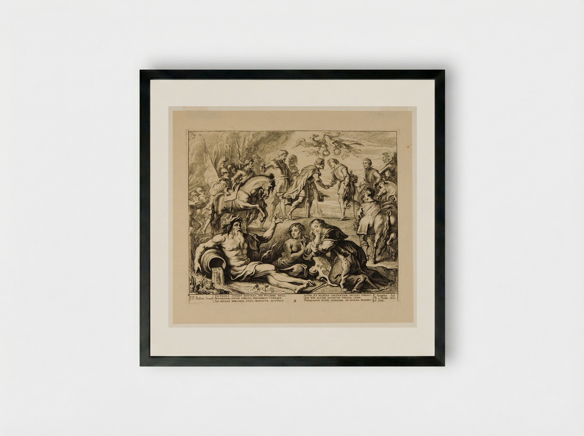 The Meeting of Ferdinand, King of Hungary, and the Cardinal-Infante Ferdinand of Spain at Nördlingen - Theodor van Thulden - Framed Print Black
