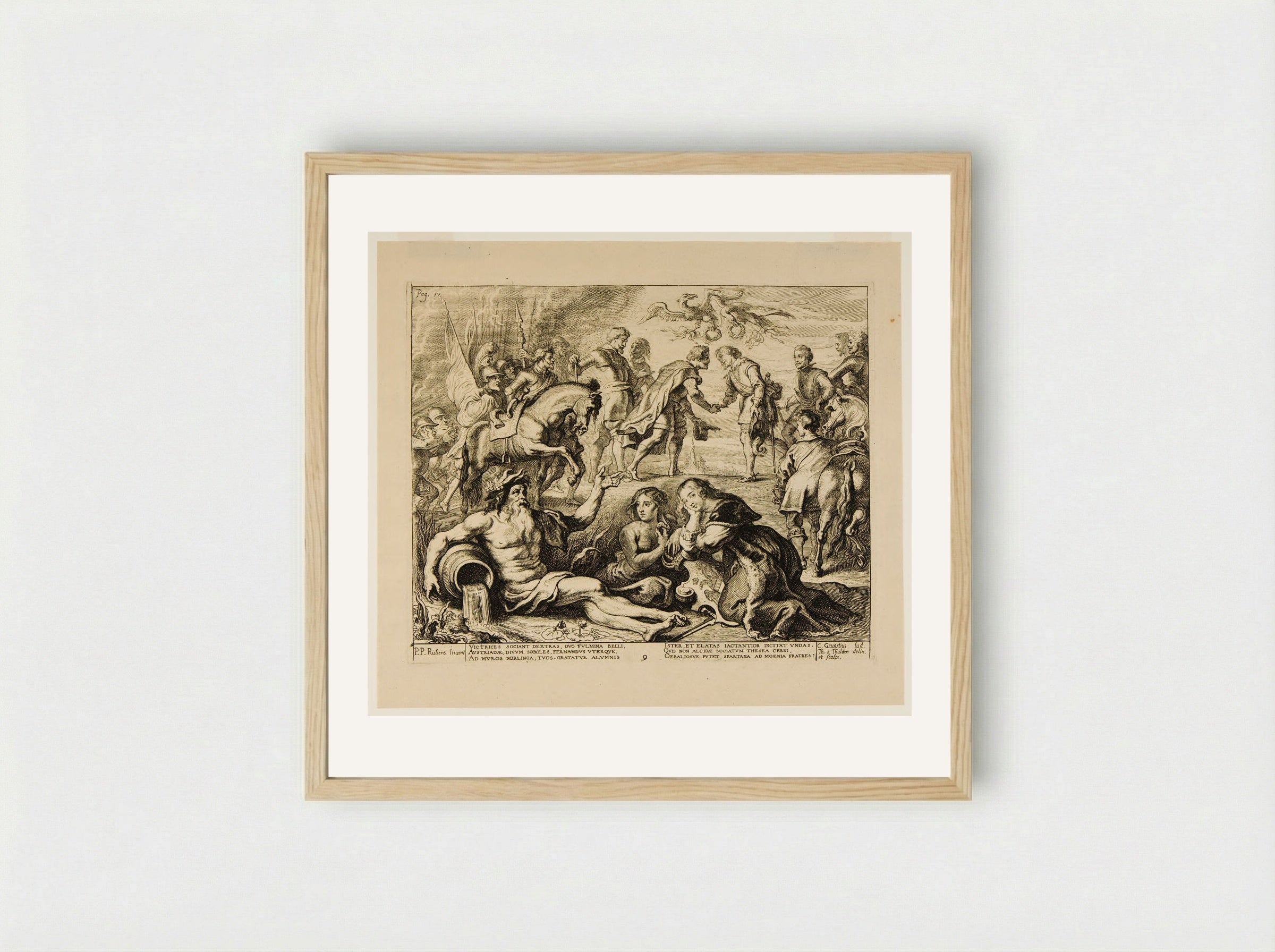 The Meeting of Ferdinand, King of Hungary, and the Cardinal-Infante Ferdinand of Spain at Nördlingen - Theodor van Thulden - Framed Print Wood