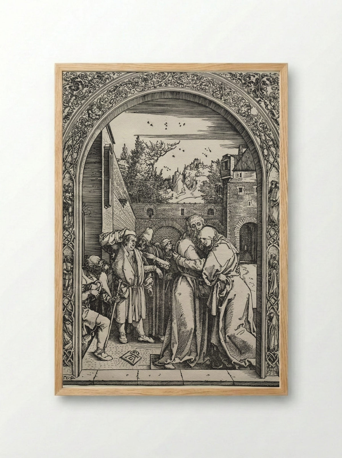 The Meeting of Joachim and Anna at the Golden Gate - Albrecht Dürer - Framed Print Wood