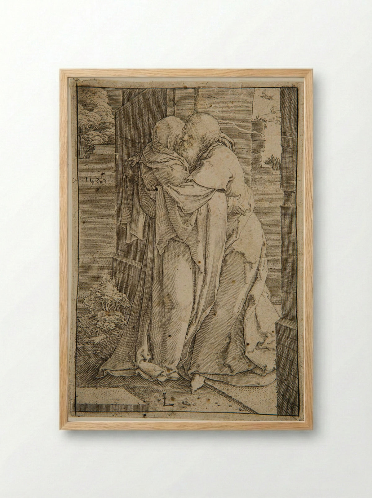 The Meeting of Joachim and Anna - Lucas van Leyden - Framed Print Wood