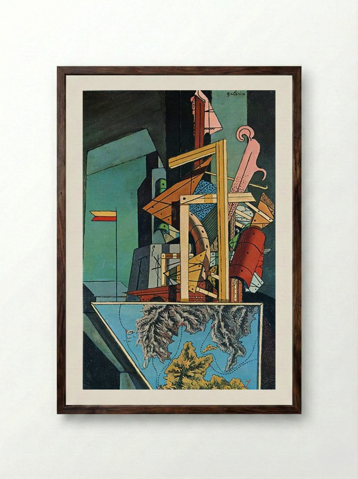 The Melancholy of Departure - Giorgio de Chirico - Framed Print Dark Wood