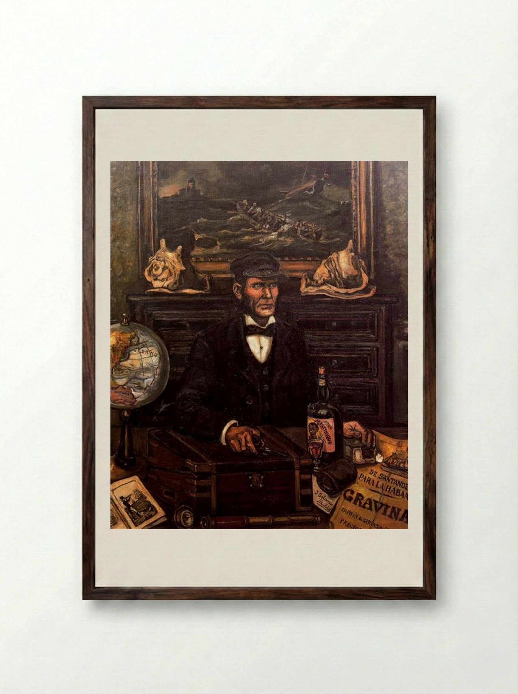 The Merchant Captain - José Gutiérrez Solana - Framed Print Dark Wood