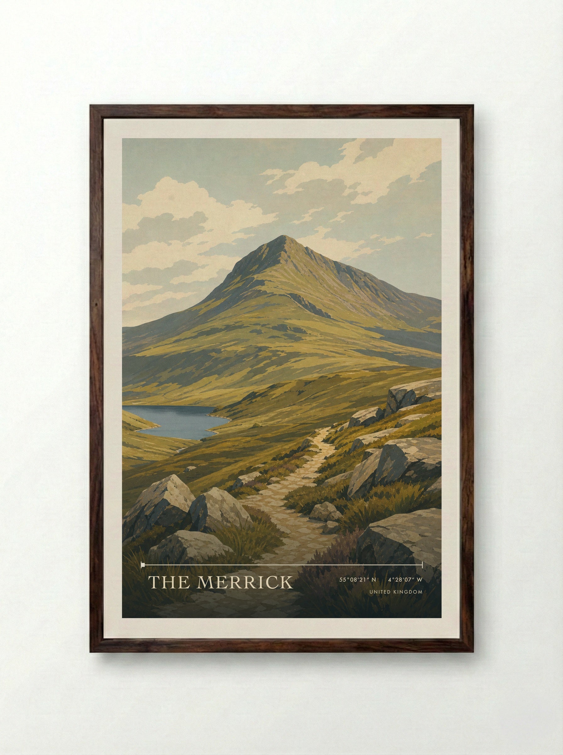 The Merrick United Kingdom Travel Poster - Framed Print Dark Wood