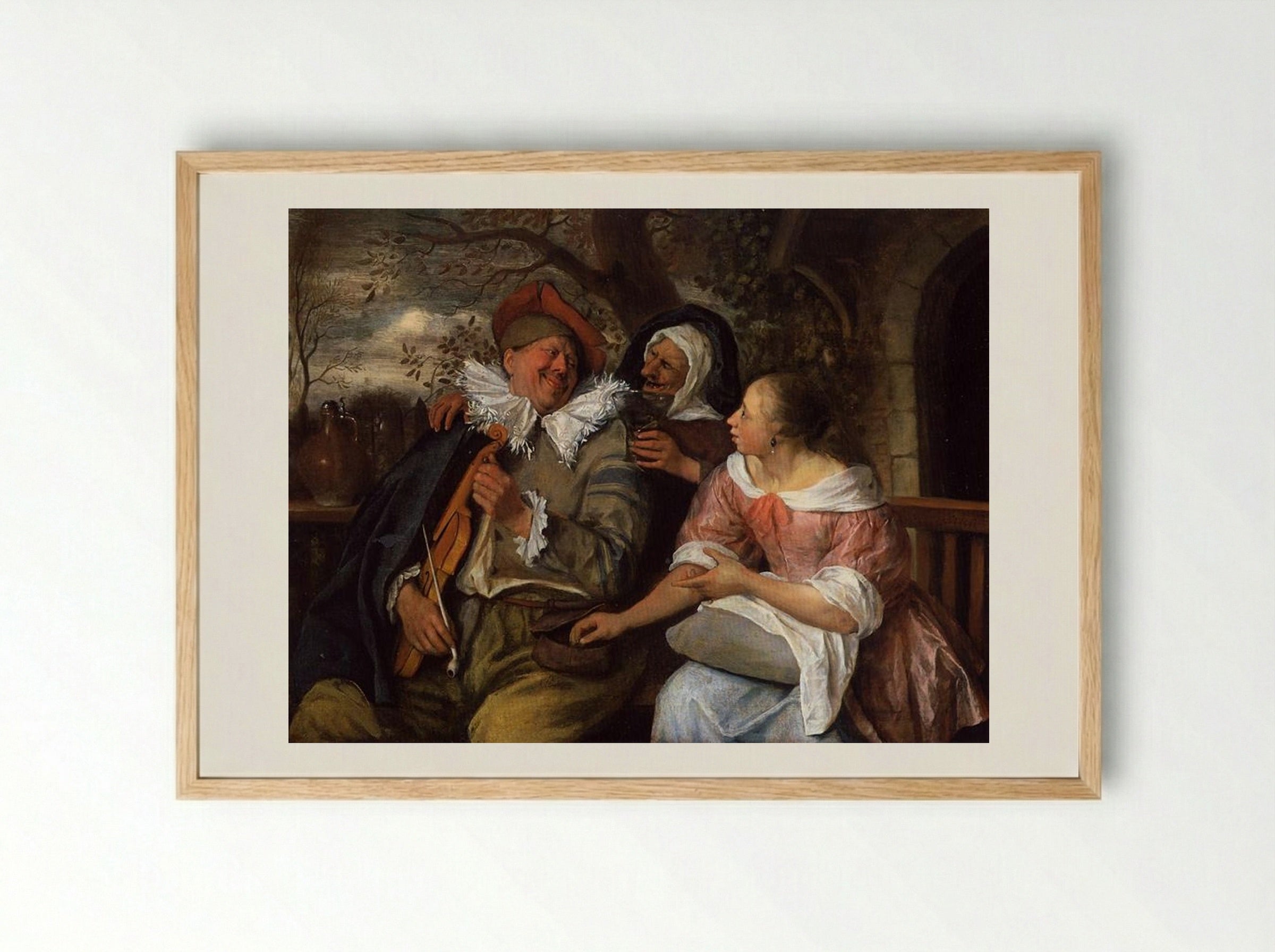 The Merry Threesome - Jan Steen - Framed Print Wood