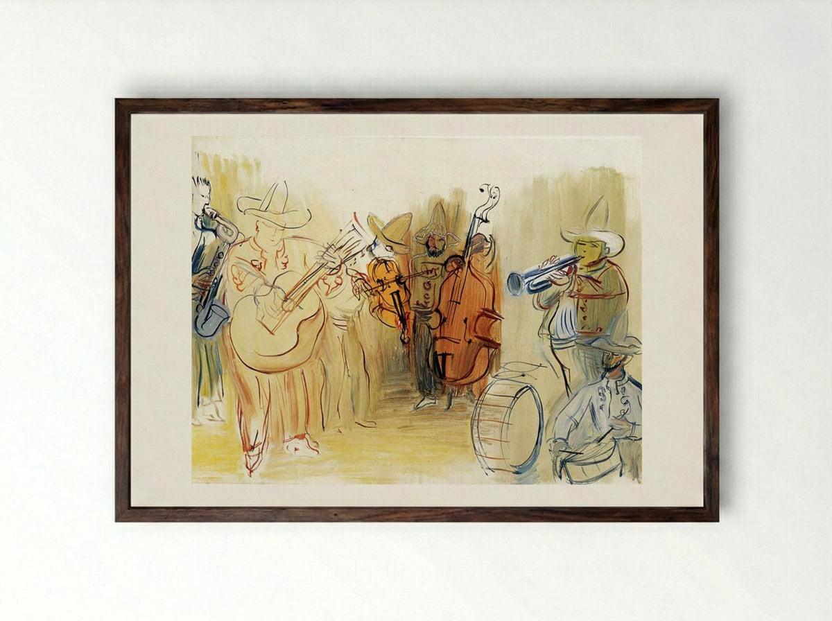 The Mexican Orchestra - Raoul Dufy - Framed Print Dark Wood