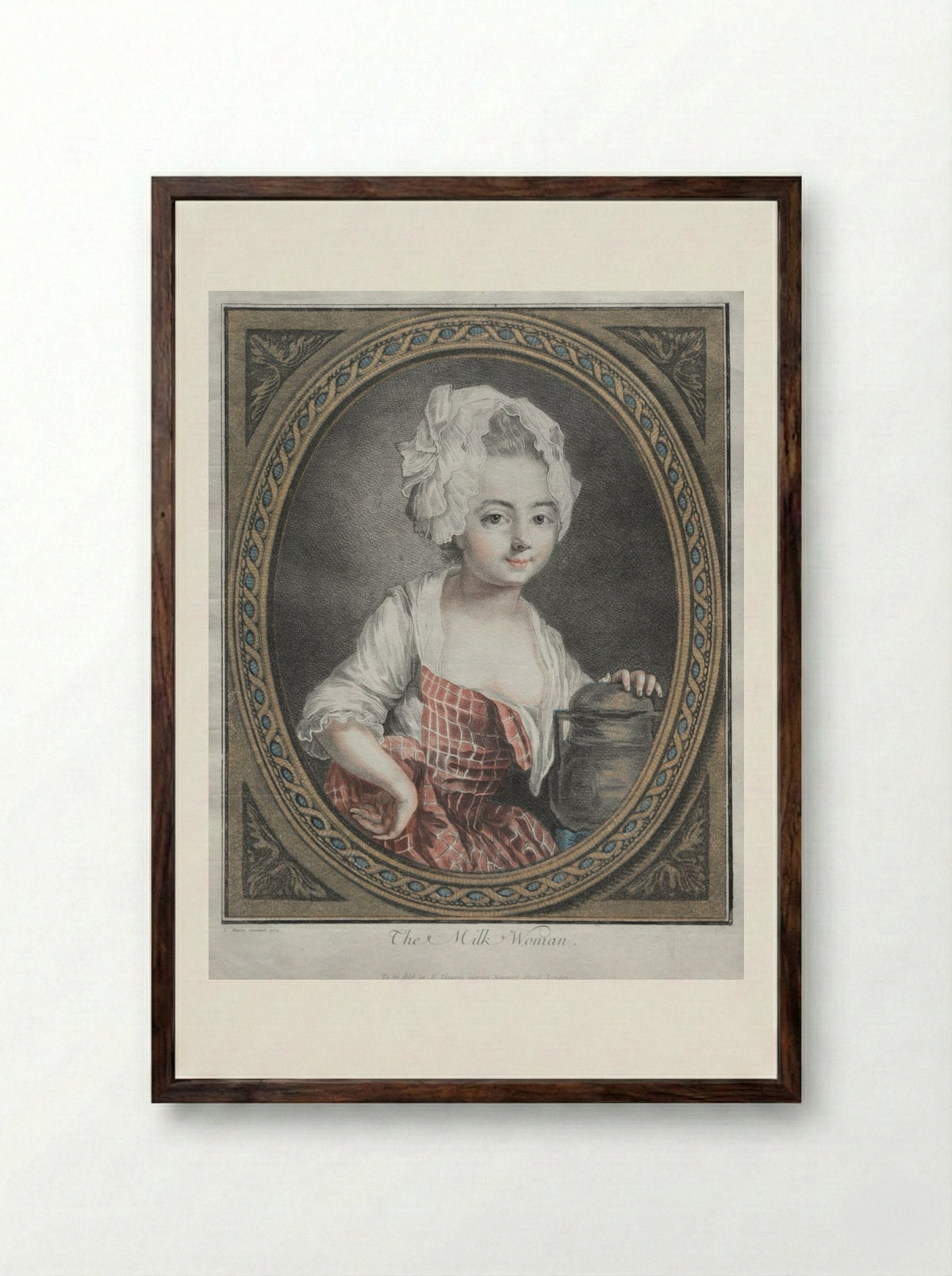 The Milk Woman - Louis-Marin Bonnet - Framed Print Dark Wood