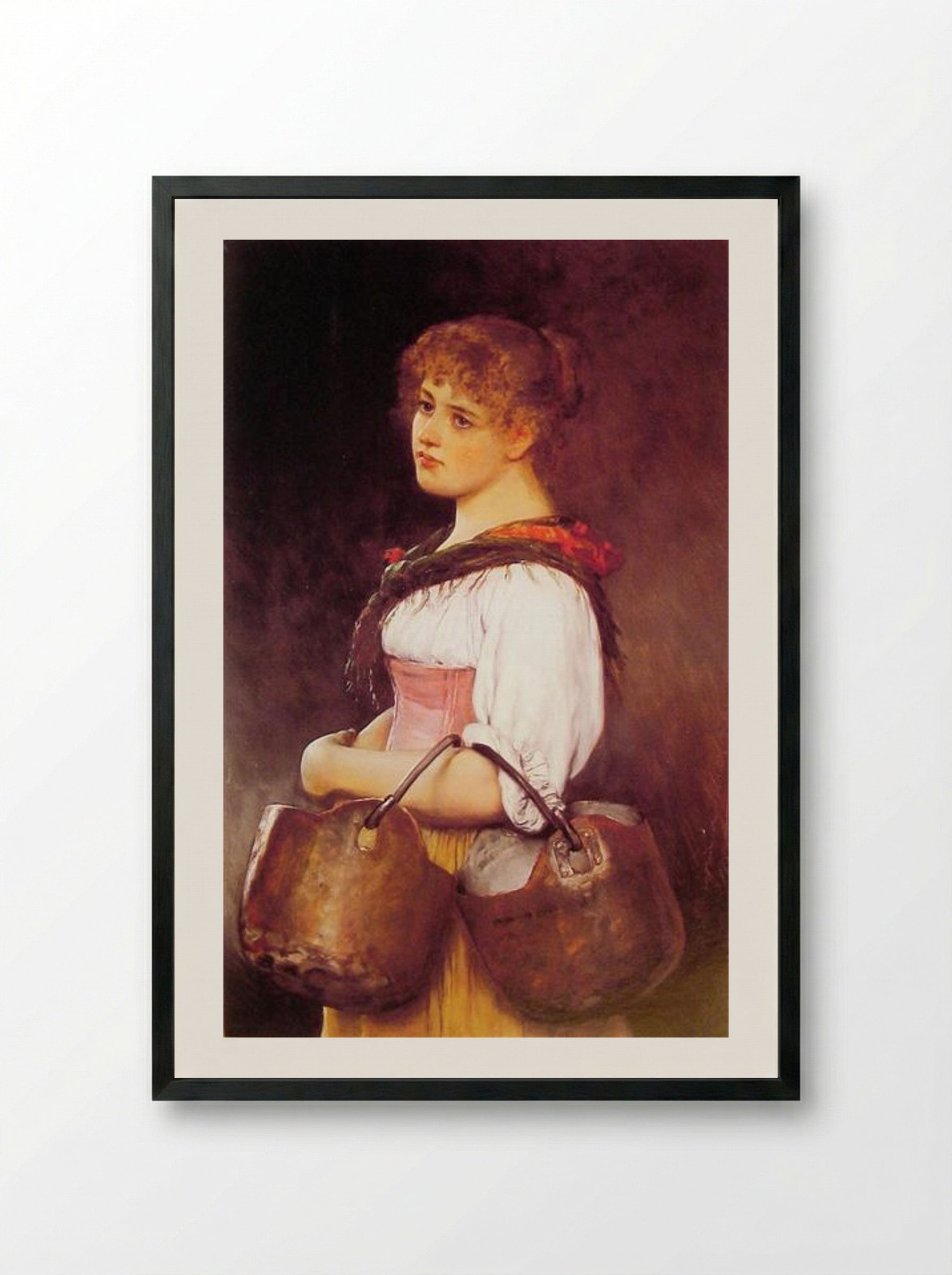 The Milkmaid - Eugene de Blaas - Framed Print Black