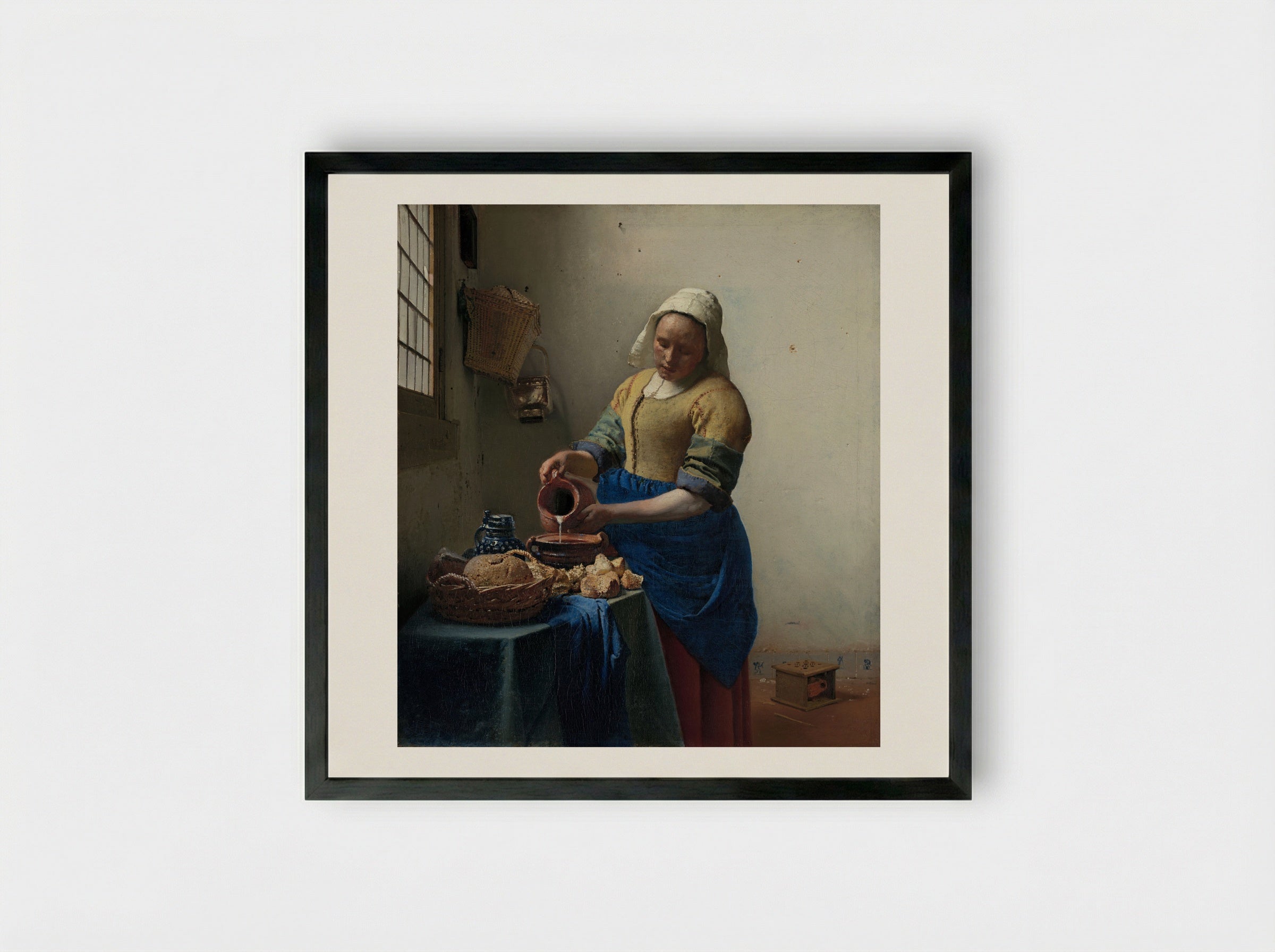 The Milkmaid - Johannes Vermeer - Framed Print Black