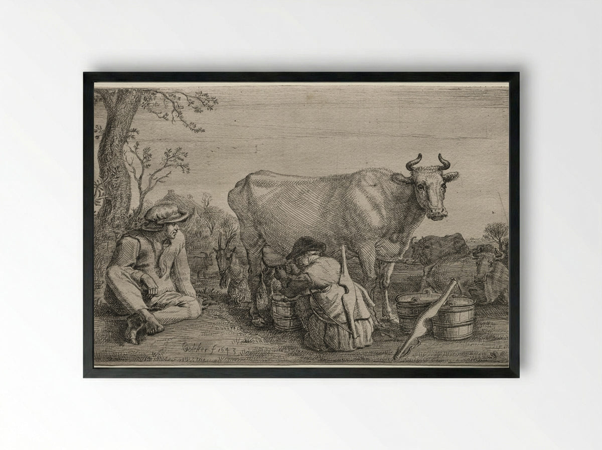 The Milkmaid - Gerrit Claesz. Bleker - Framed Print Black