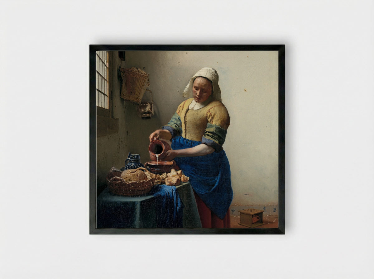 The Milkmaid - Johannes Vermeer - Framed Print Black