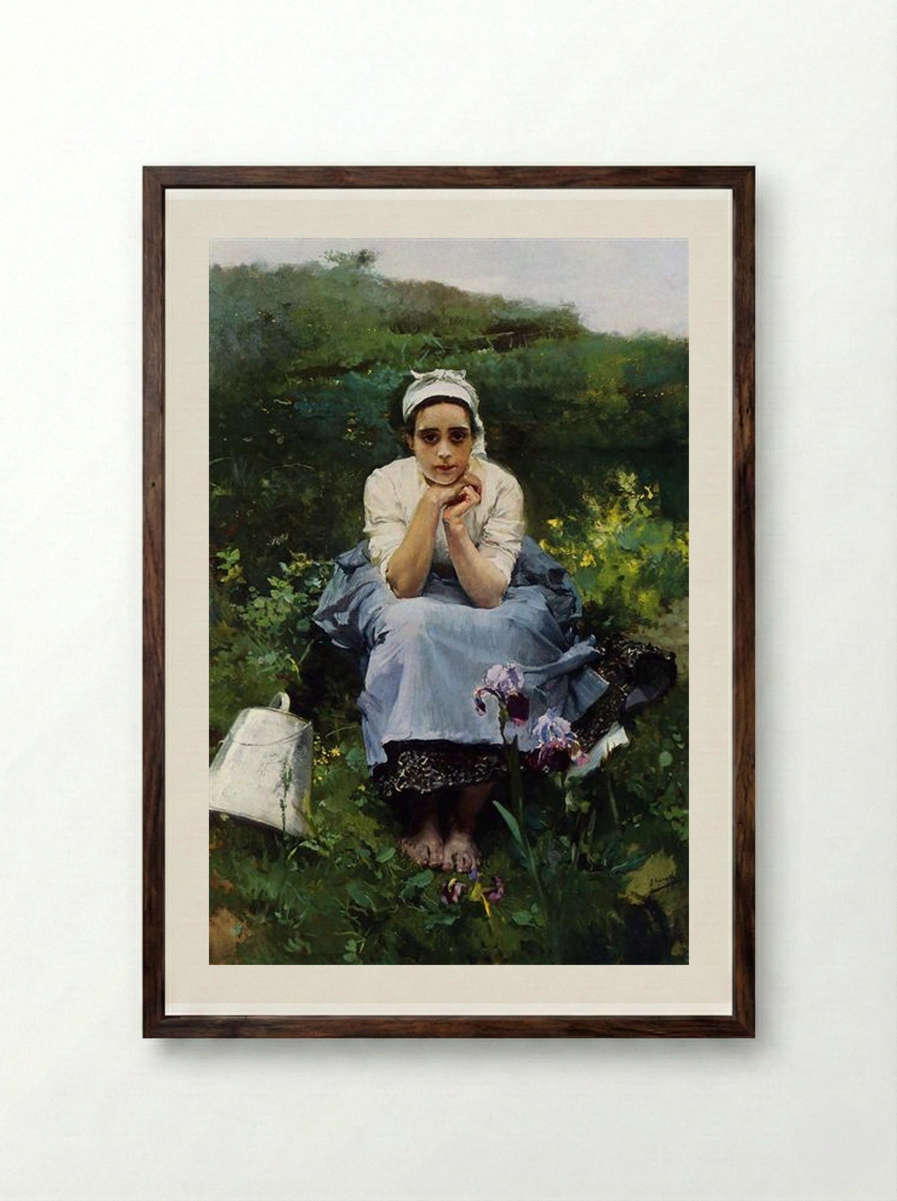 The Milkmaid - Joaquín Sorolla - Framed Print Dark Wood