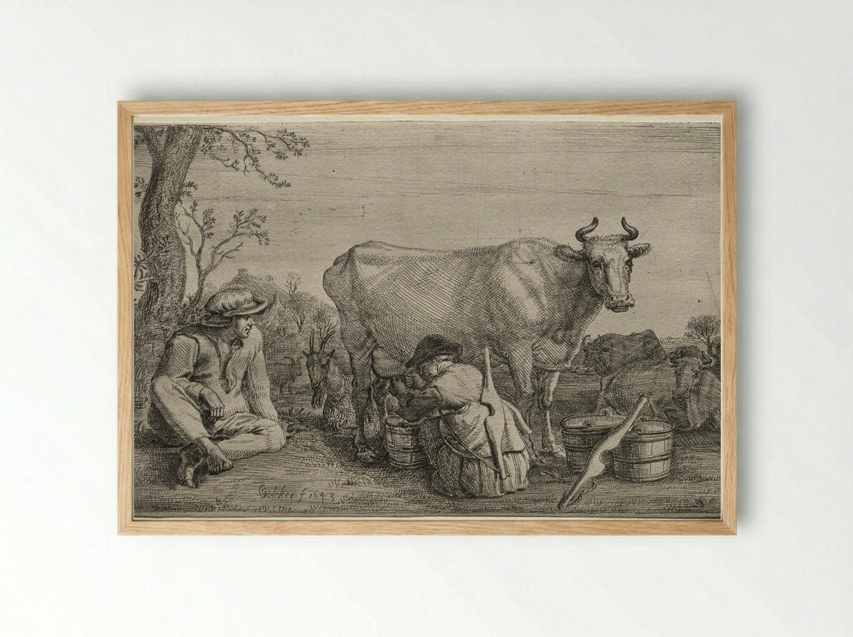 The Milkmaid - Gerrit Claesz. Bleker - Framed Print Wood