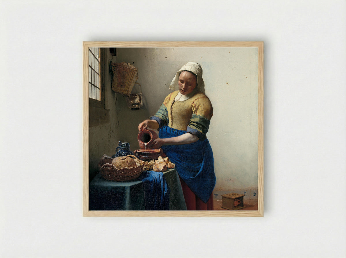 The Milkmaid - Johannes Vermeer - Framed Print Wood